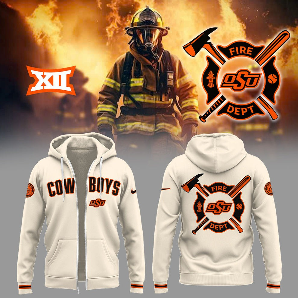 OSU Cowboys Baseball X Firefighter Appreciation Zip Hoodie Oklahoma State Fan Merch