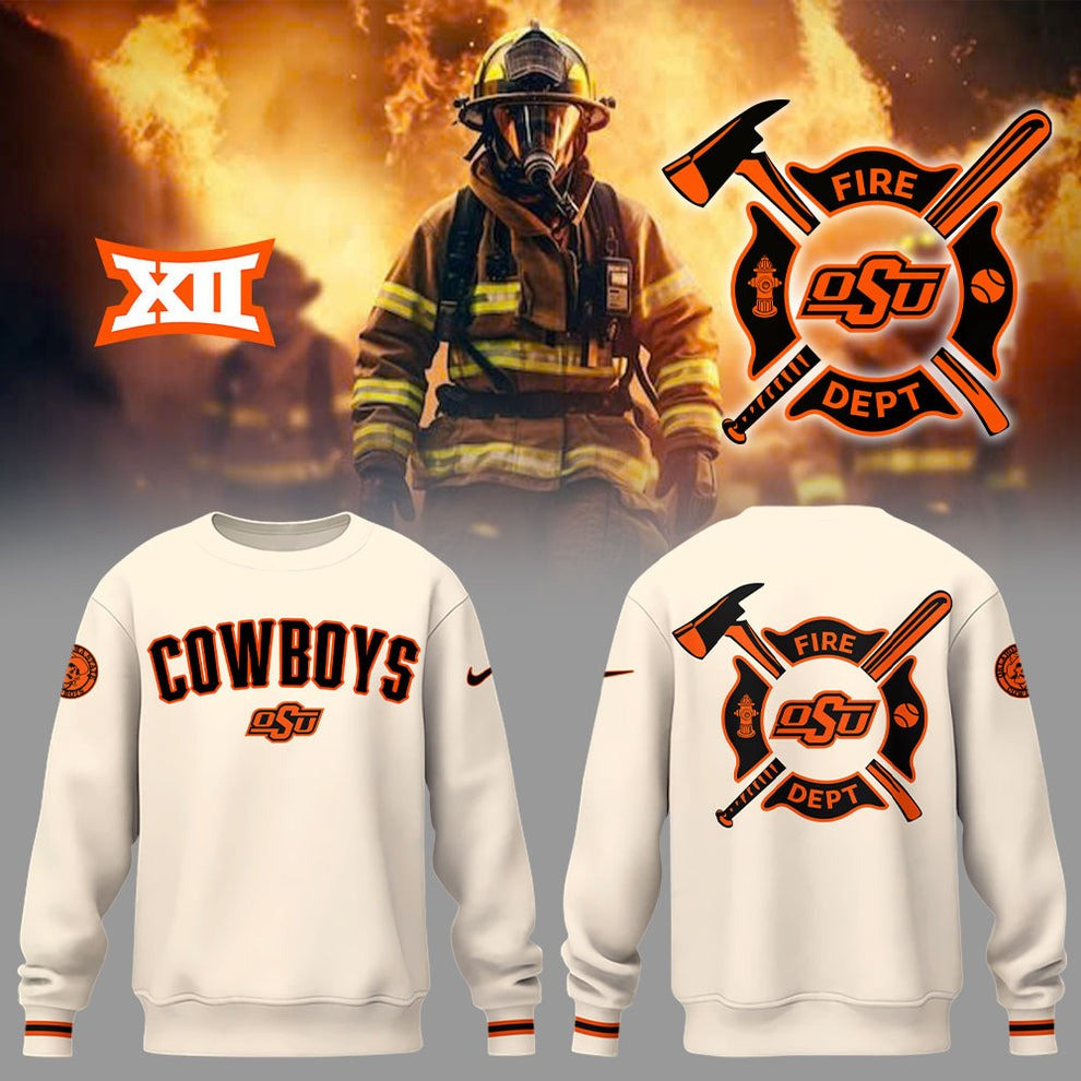 OSU Cowboys Baseball x Firefighter Sweatshirt Oklahoma State Gifts Baseball Lovers