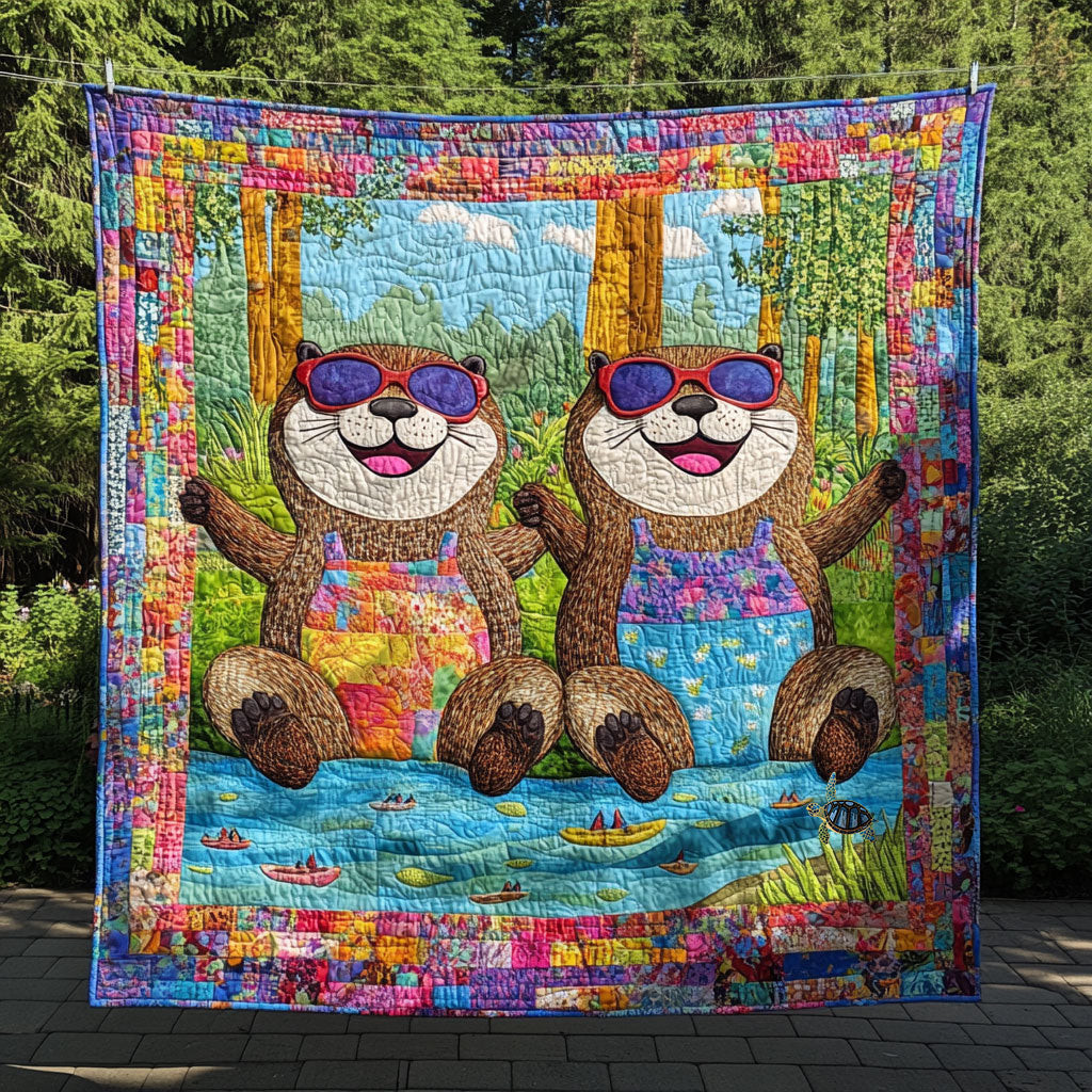 Otter Happy Holiday Xmas Quilt Blanket Top Xmas Gifts For Teens