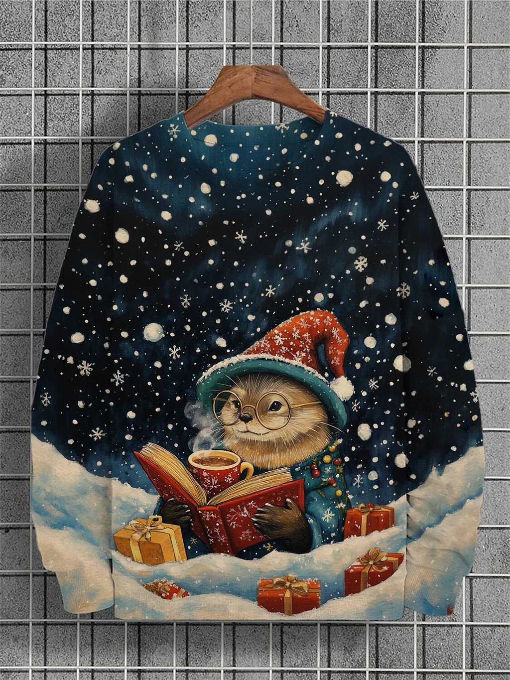 Otter Reading Book Christmas Sweatshirt Box Gifts Christmas Gifts For Book Lovers
