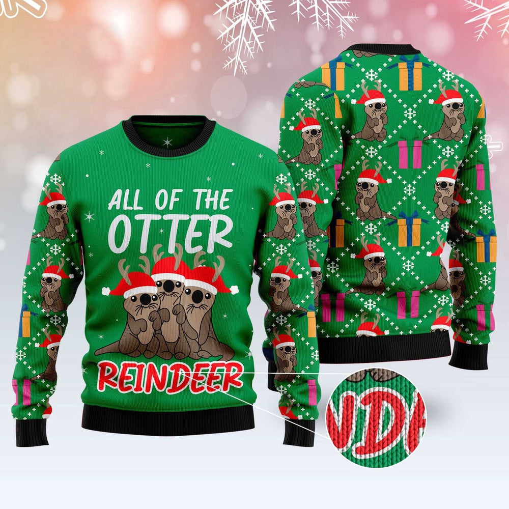 Otter Reindeer Ugly Christmas Sweater Funny Ugly Christmas Sweater Best Christmas Gifts