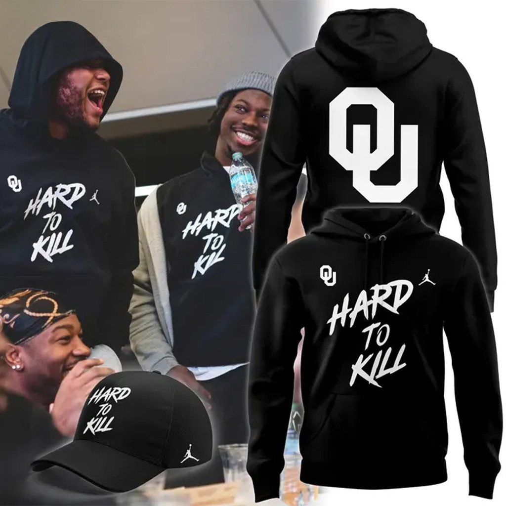 OU Hard To Kill Black Hoodie Oklahoma Football Merch Gift Ideas For Football Lovers