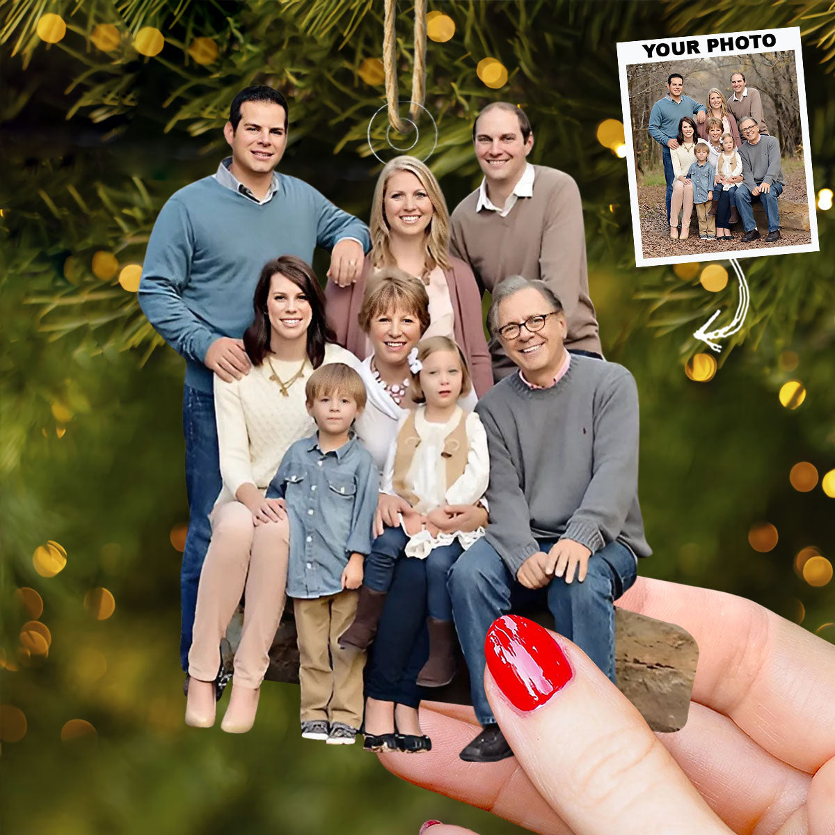 Our Blessed Family Personalized Photo Mica Ornament Christmas Gift For Family Family