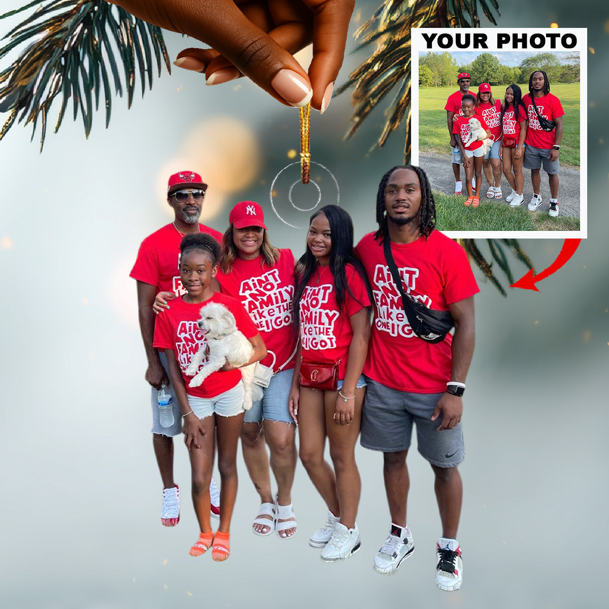 Our Bonded Family Personalized Photo Mica Ornament Christmas Gift For Family Members