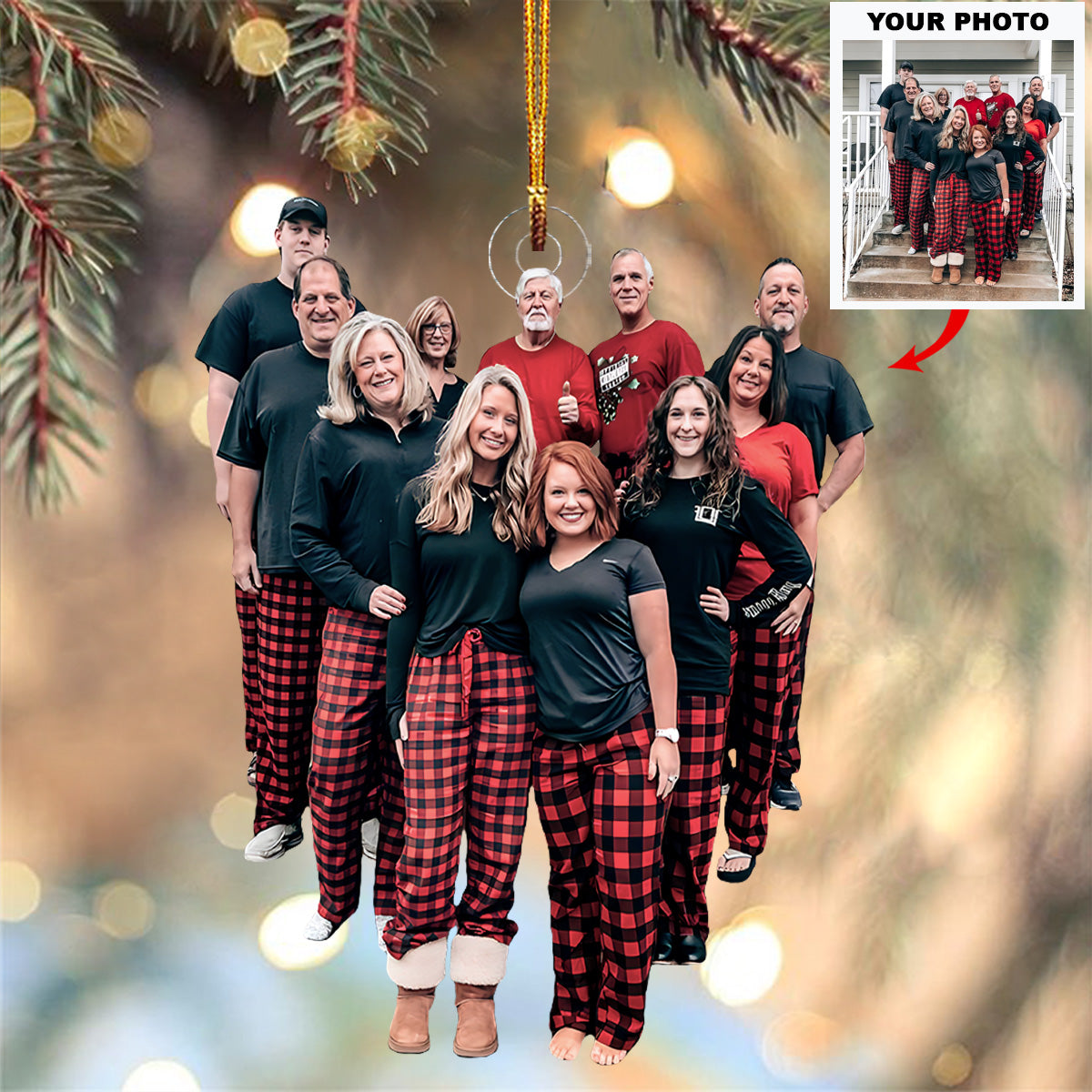 Our Cozy Christmas Morning Personalized Photo Mica Ornament Christmas Gift For Family