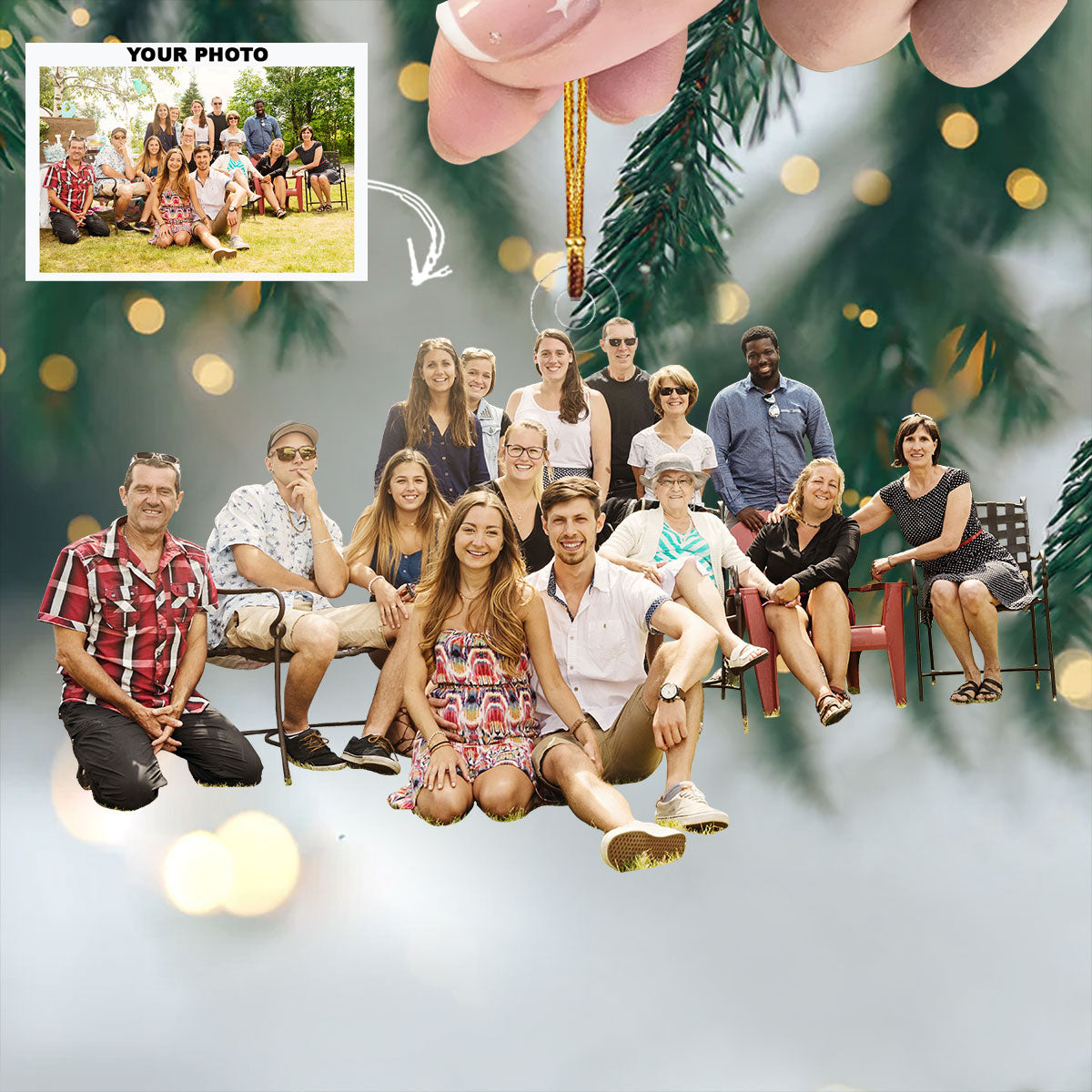 Our Family Our Strength Personalized Photo Mica Ornament Christmas Gift For Family members