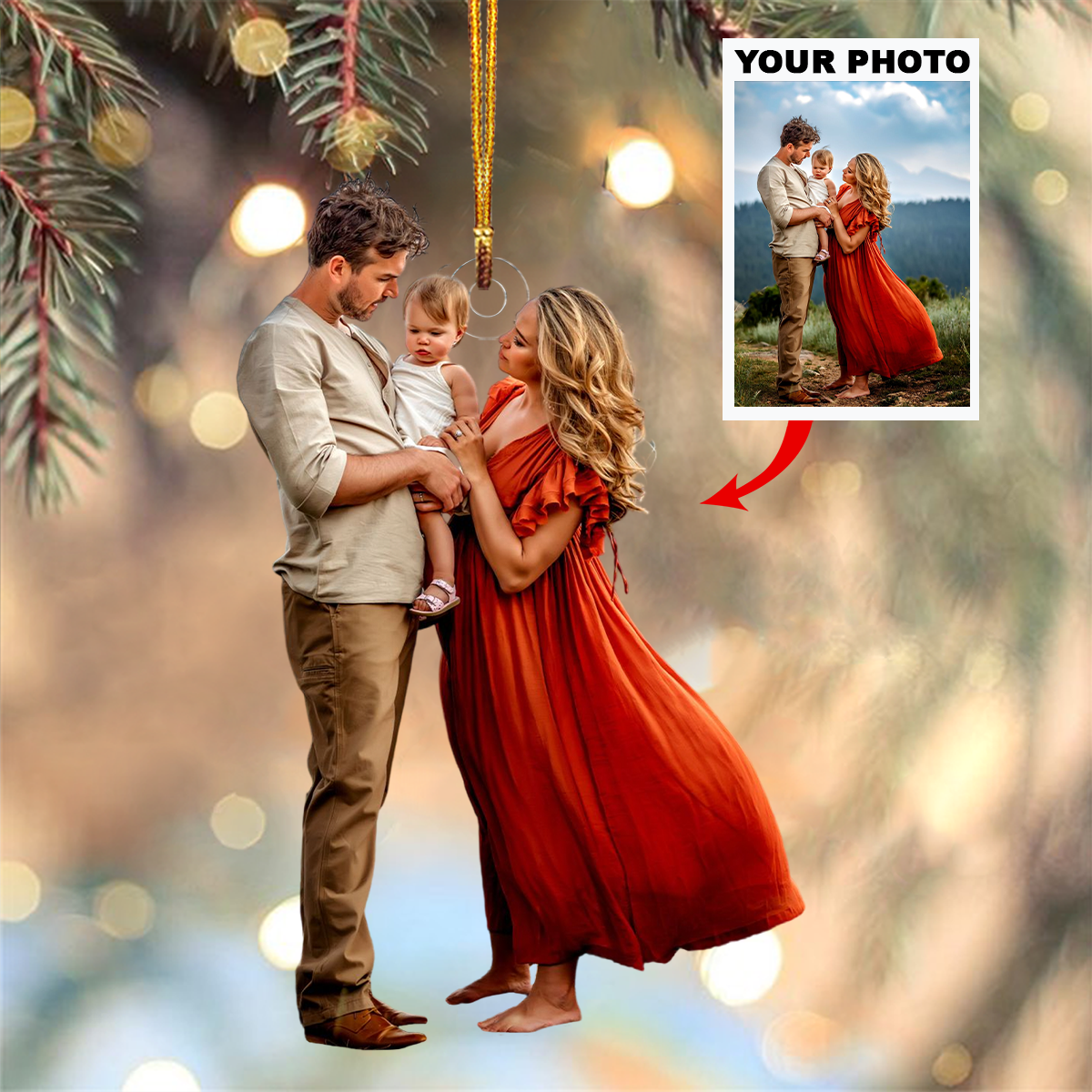 Our Family Personalized Photo Mica Ornament Christmas Gift For Family Members