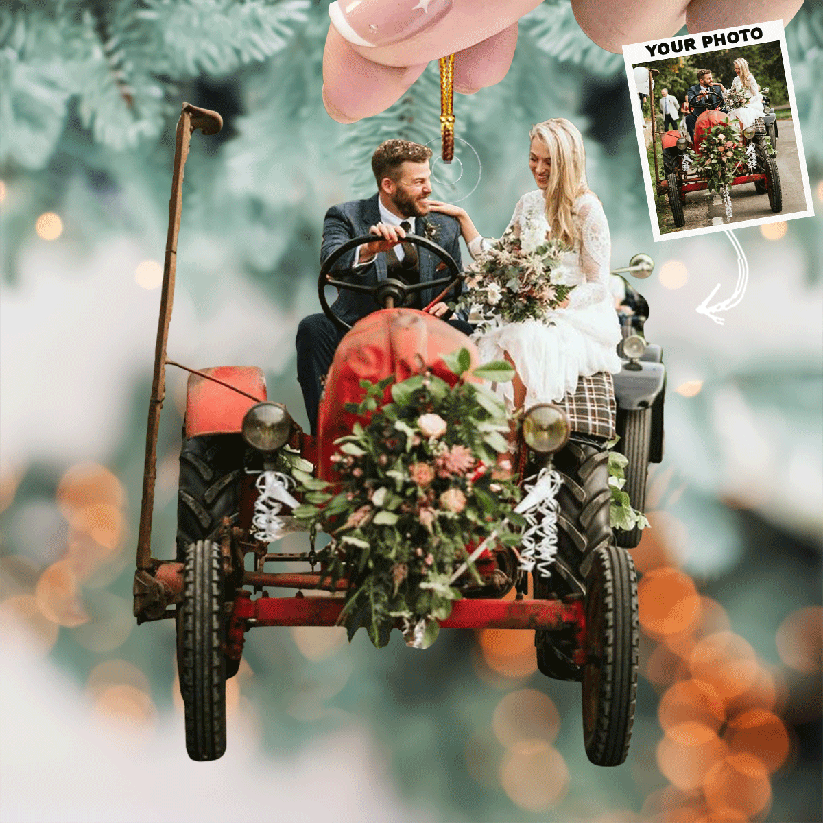 Our First Christmas Personalized Photo Mica Ornament Christmas Gift For Couple Family