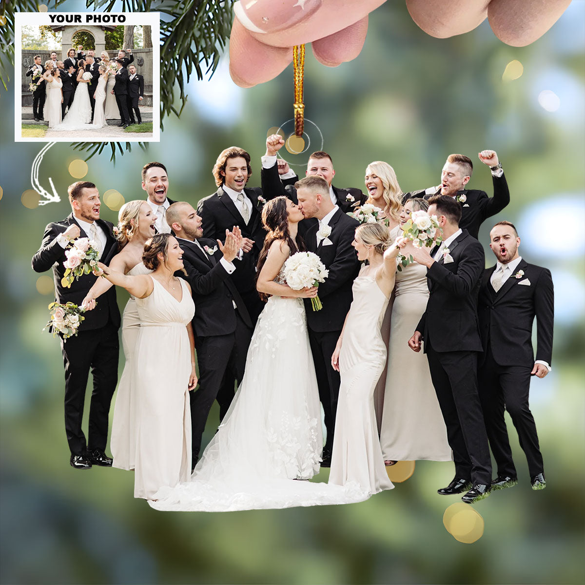 Our First Christmas Personalized Photo Mica Ornament Gift For Couple Family Members
