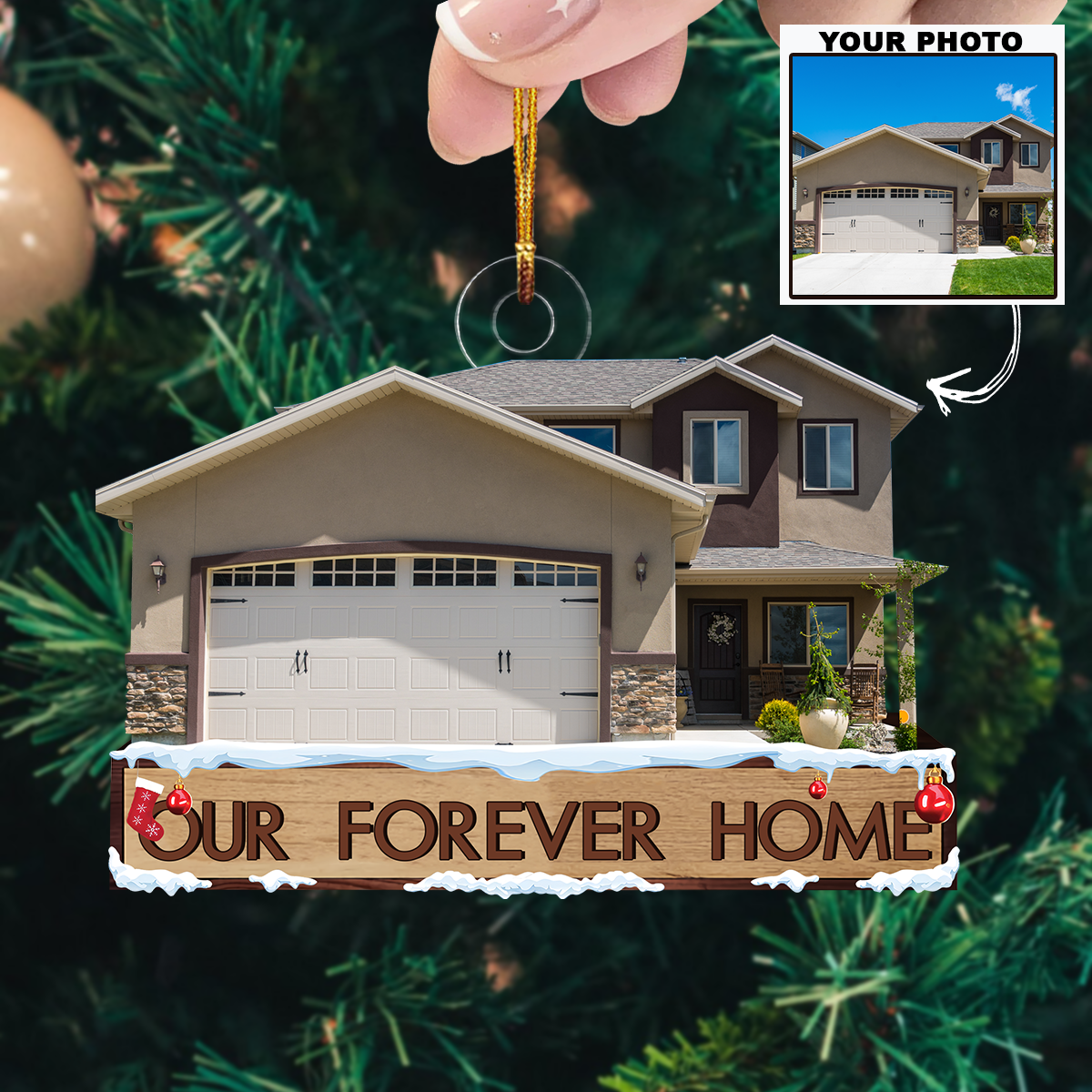 Our Forever Home 2025 Personalized Photo Mica Ornament Christmas Gift For Family members