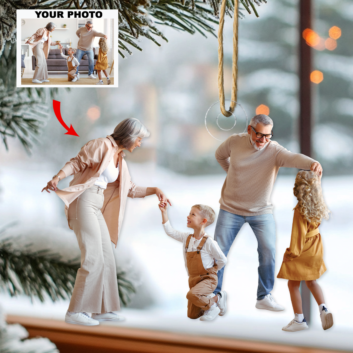 Our Grandkids Personalized Photo Mica Ornament Christmas Gift For Grandma Grandpa Family 2