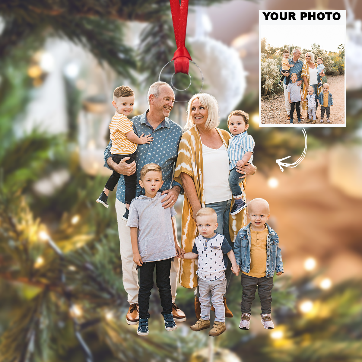 Our Grandkids Personalized Photo Mica Ornament Customized Your Photo Ornament Christmas