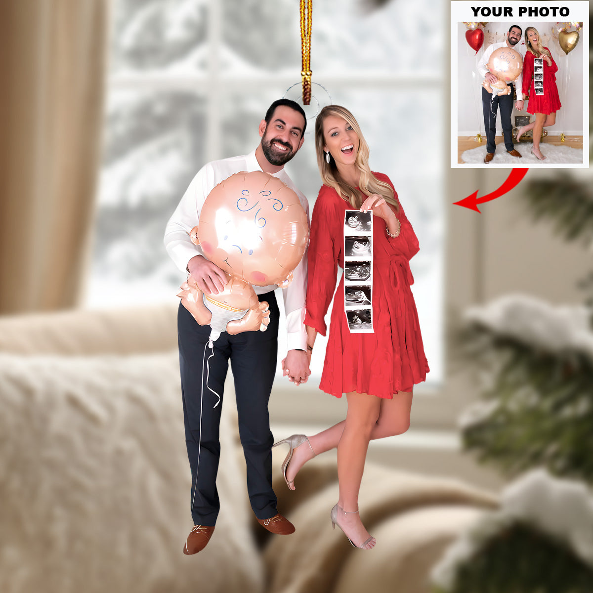 Our Growing Family Personalized Photo Mica Ornament Christmas Gift For Family Members