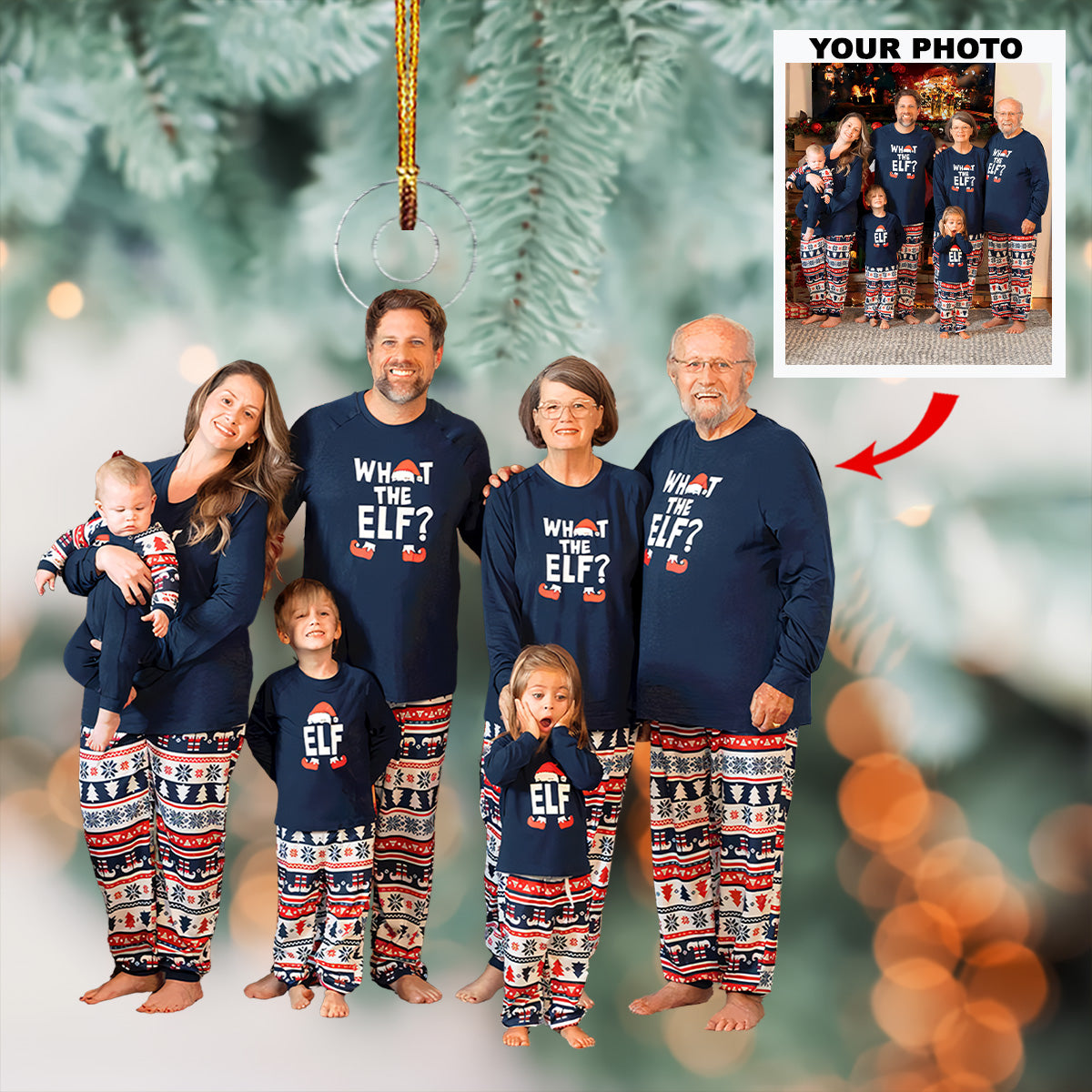 Our Happy Place Personalized Photo Mica Ornament Christmas Gift For Family Members