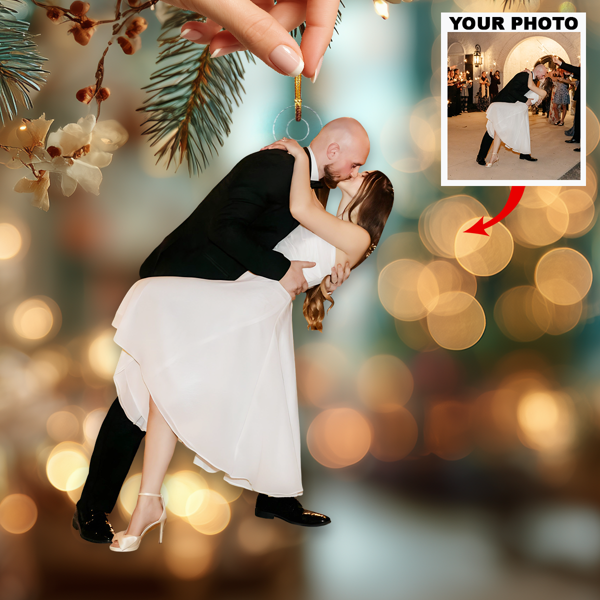 Our Hearts Beat Together Personalized Photo Mica Ornament Christmas Gift For Couple We