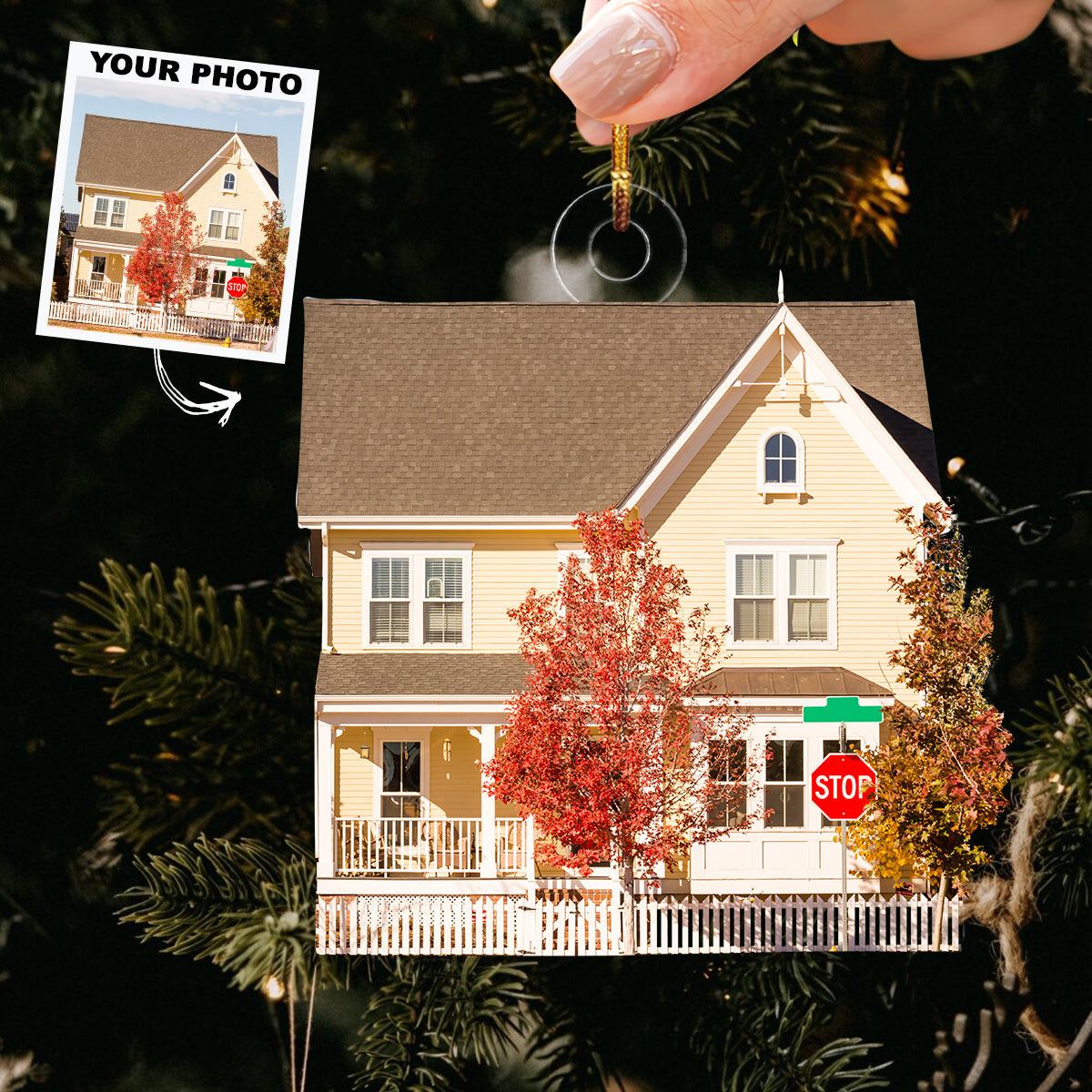 Our House Personalized Custom Photo Mica Ornament Christmas Gift For Couple Family members