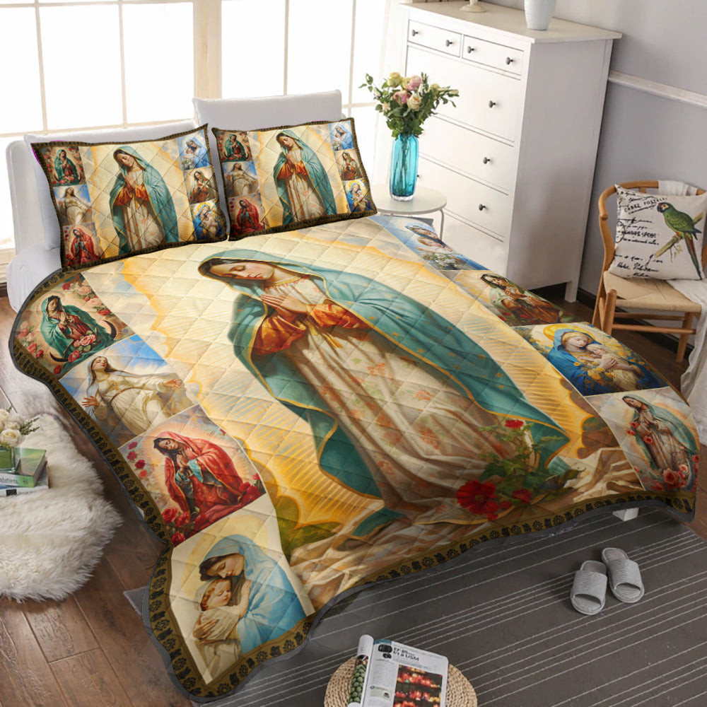 Our Lady Of Guadalupe Quilt Bedding Set Holiday Season Duvet Cover Set Best Christmas Gifts