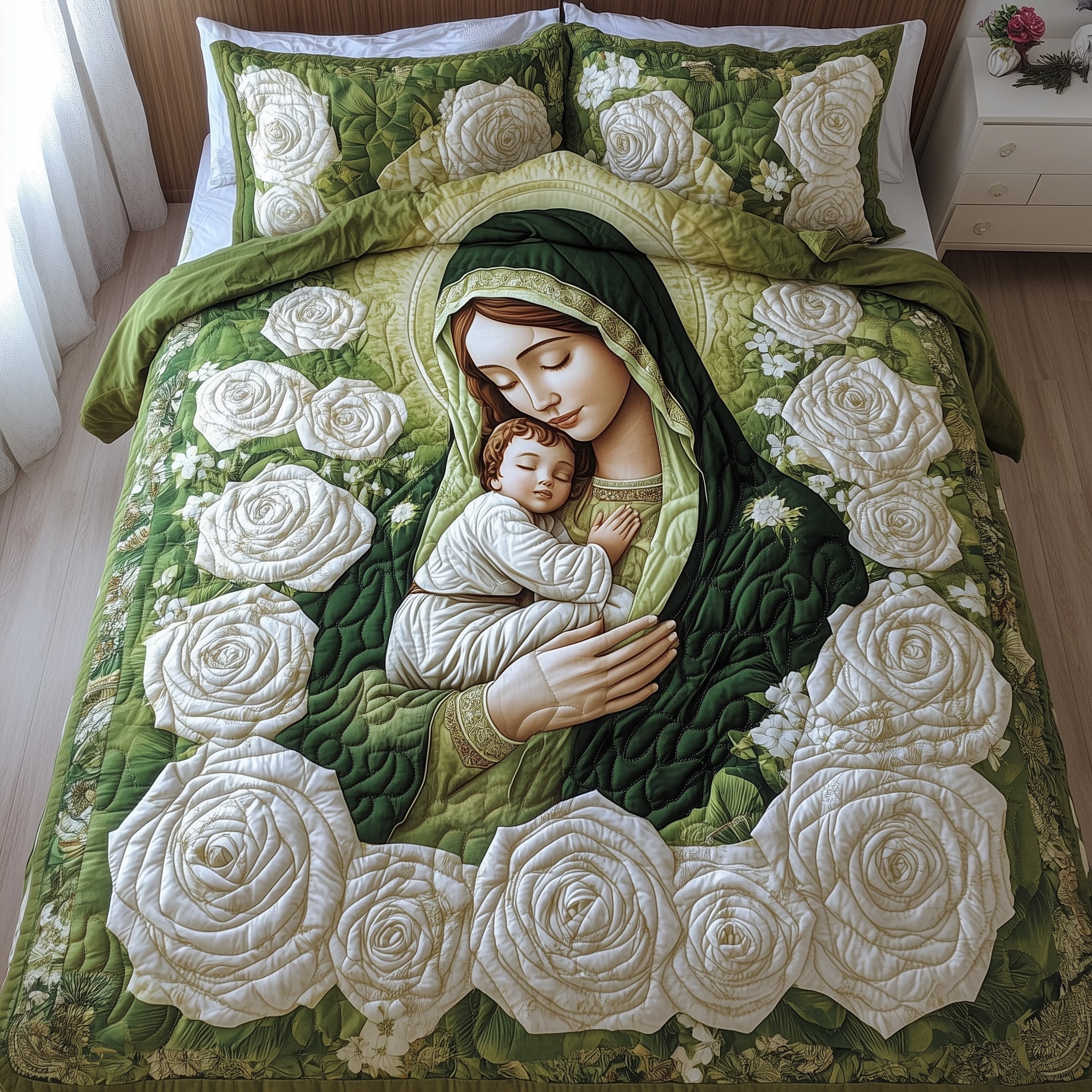Our Lady of Guadalupe Quilted Bedding Set Duvet Cover Bed Sheet Blessed Mother Gifts