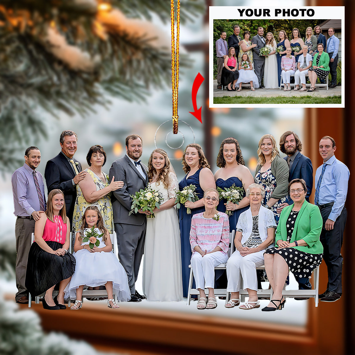 Our Wedding Moments Personalized Photo Mica Ornament Christmas Gift For Family Members