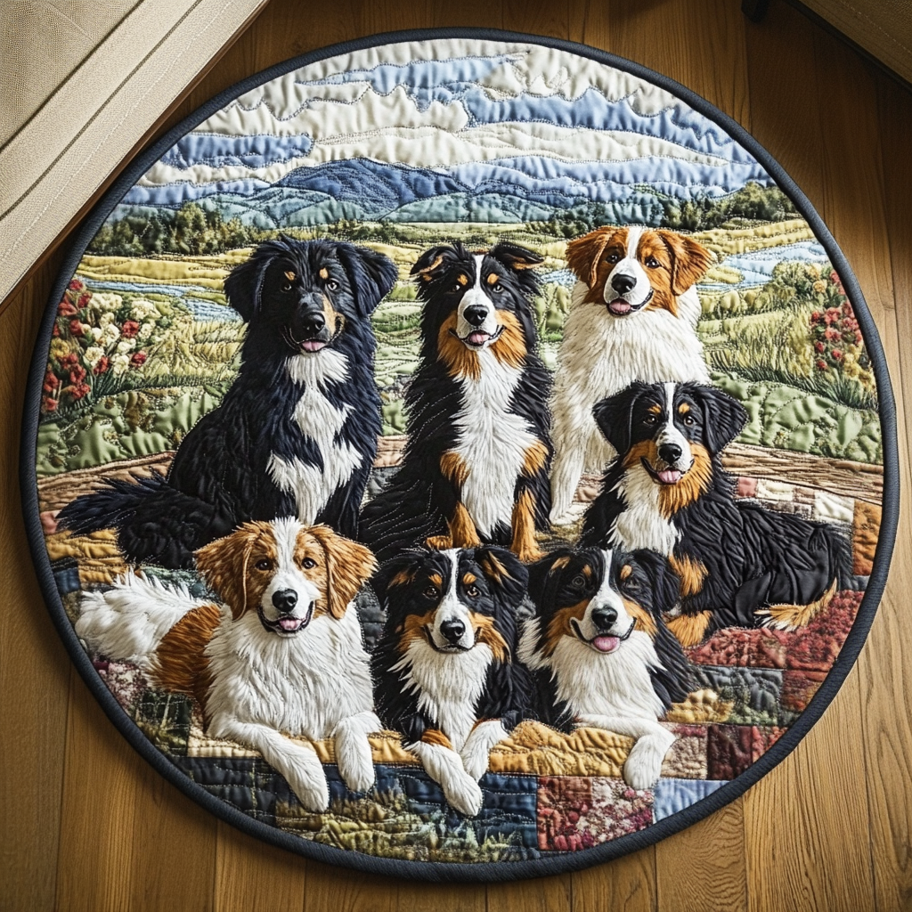 Outback Paws Quilted Round Mat Entrance Way Ideas Dog Owners Themed Gifts