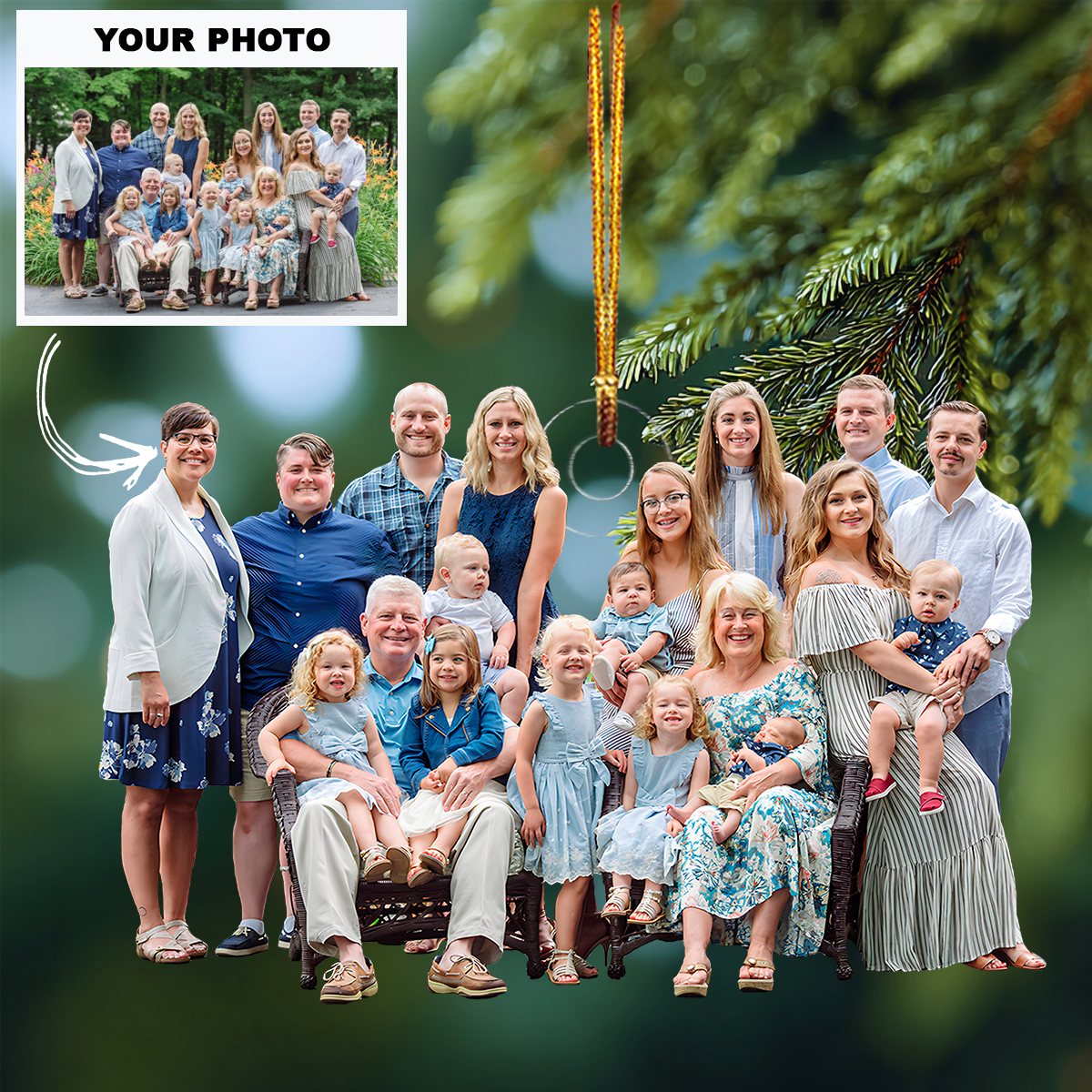 Outdoor Garden Portrait Personalized Photo Mica Ornament Christmas Gift For Family members