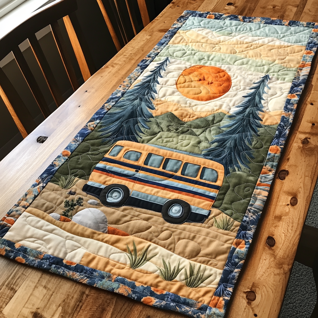Outdoor Retreat Quilted Table Runner Dinner Table Decor Ideas Gift For Campers