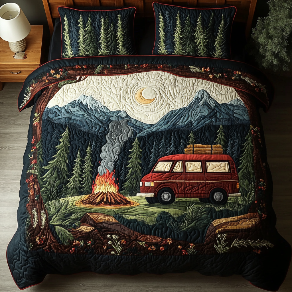 Outdoor Spirit Quilted Bedding Set Unique Bed Sheet Set Camping Christmas Gifts