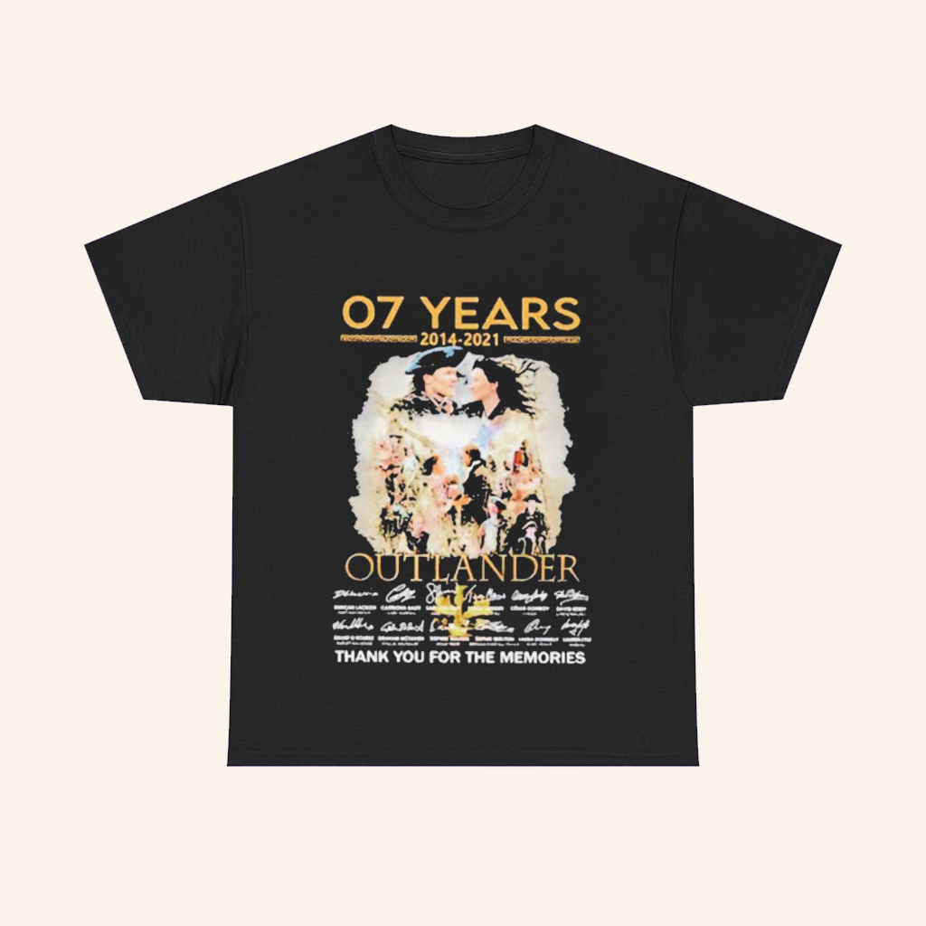 Outlander 07 Years 2014 2021 T-Shirt Thank You For The Memories Signatures Shirt Gifts For Fans
