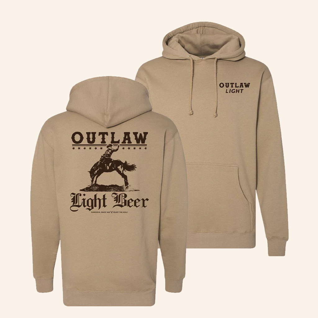 Outlaw Beer Merch Buckin' Outlaw Light Hoodie Birthday Ideas For Husband
