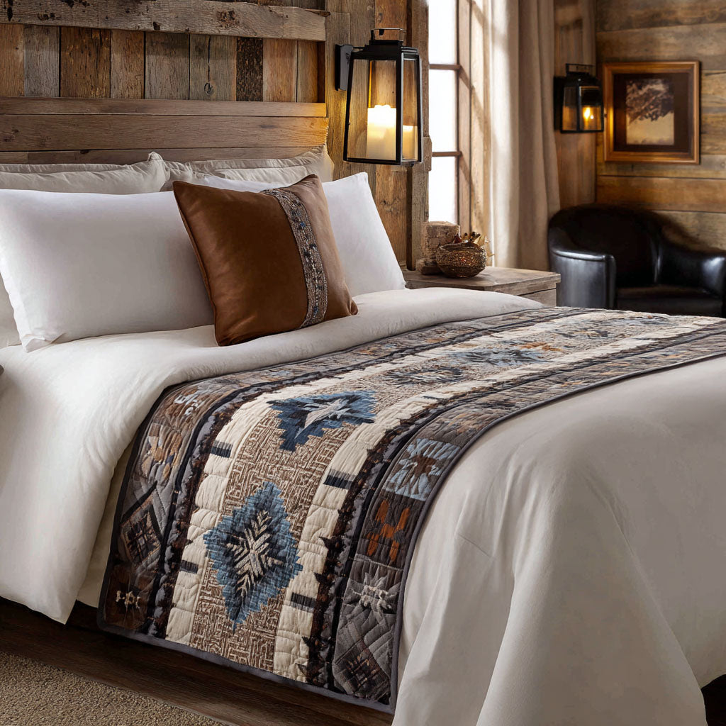 Outlaw Charm Quilted Bed Runner Cool Bedroom Decor Christmas Presents For Her