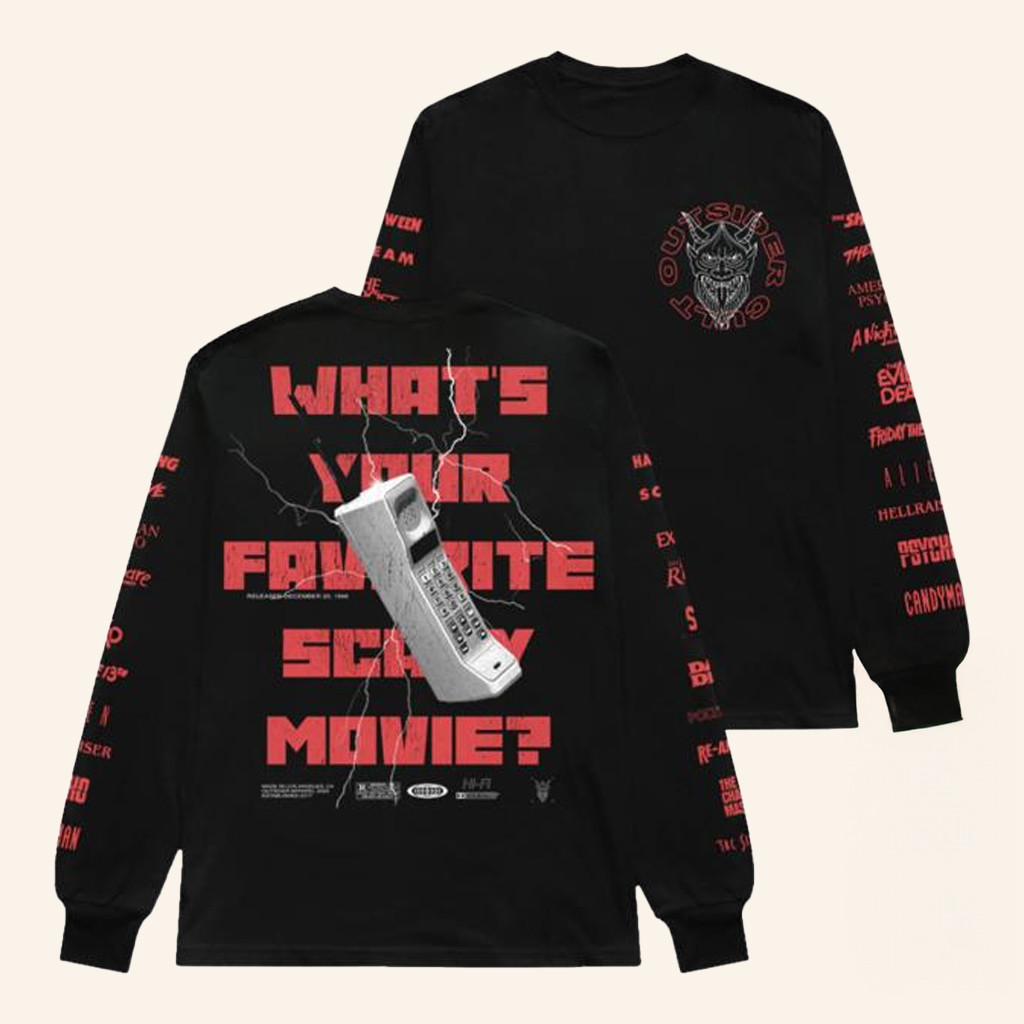 Outsider Apparel Merch What's Your Favorite Scary Movie Long Sleeve Shirt Horror Fans Gifts Outsider Apparel Merch What's Your Favorite Scary Movie Long Sleeve Shirt Horror Fans Gifts