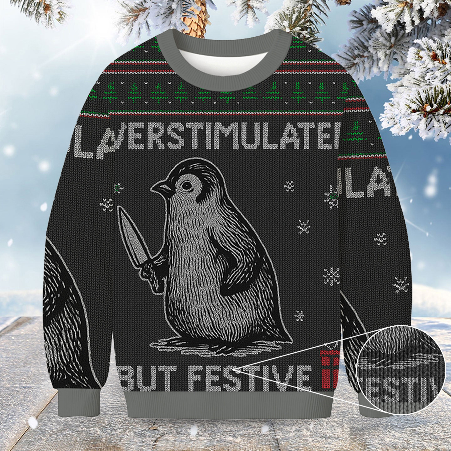 Overstimulated But Festive Christmas Ugly Sweater Christmas Gifts For Penguin Lovers