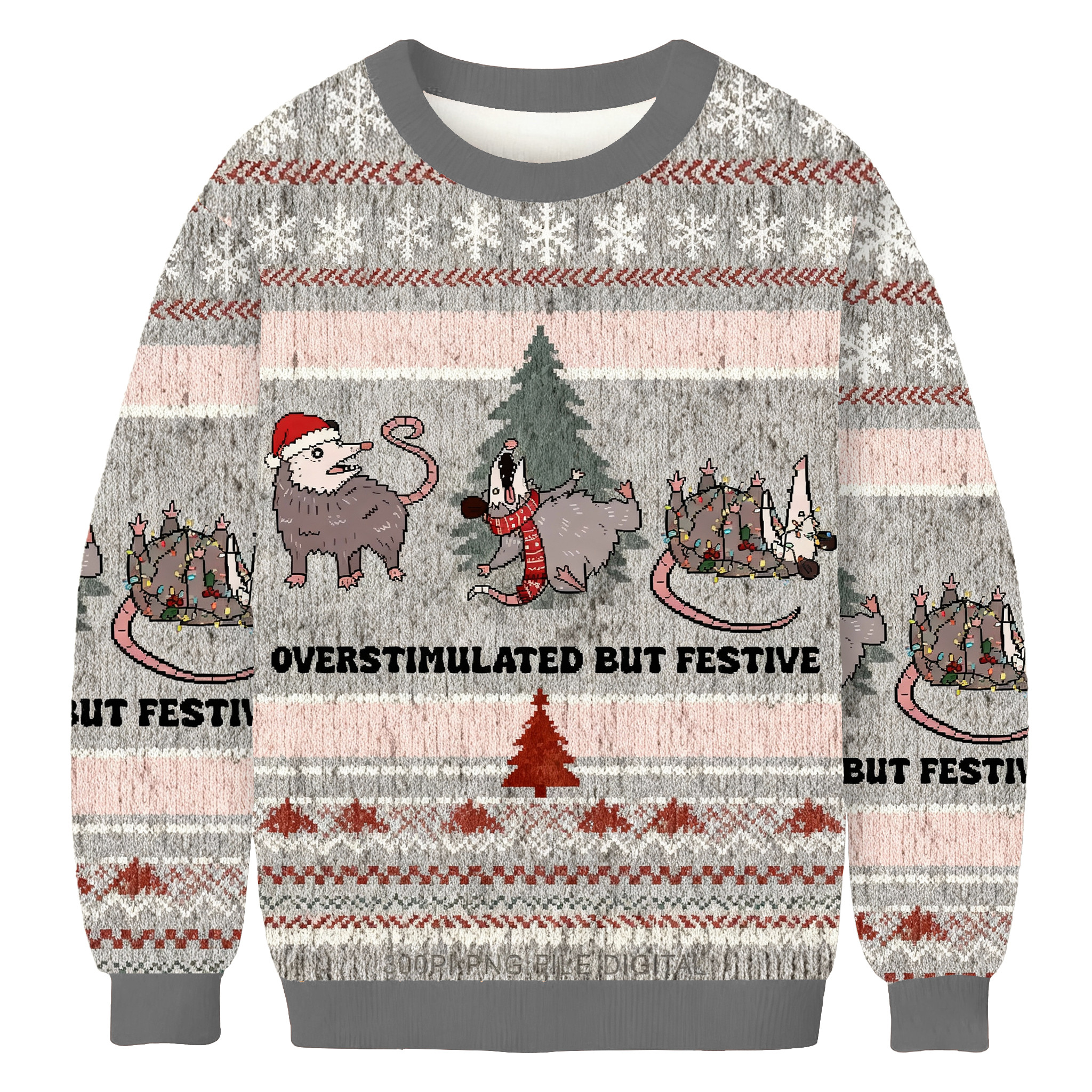 Overstimulated But Festive Possum Christmas Ugly Sweater Xmas Apparel Animal Lover Presents