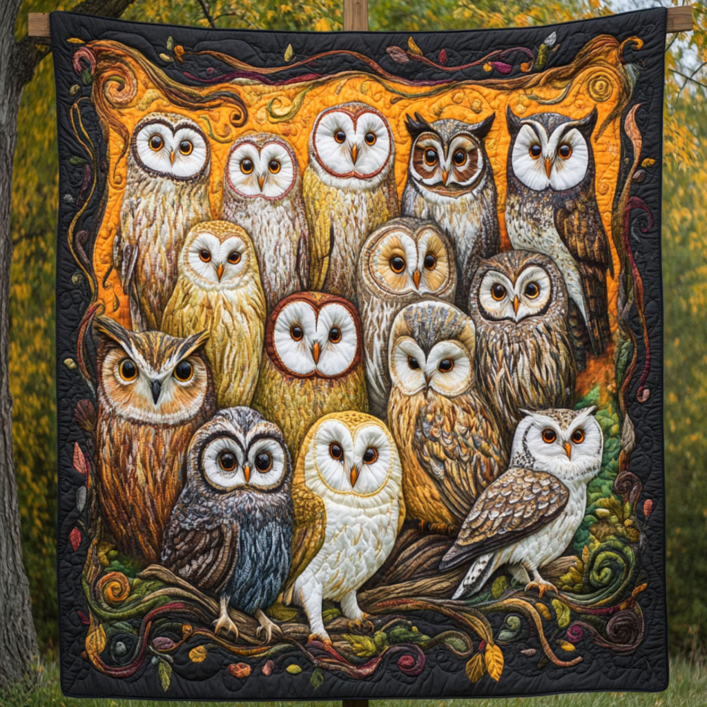 Owl Clan Quilted Blanket Nice Throw Blanket Unique Gifts For Owl Lovers