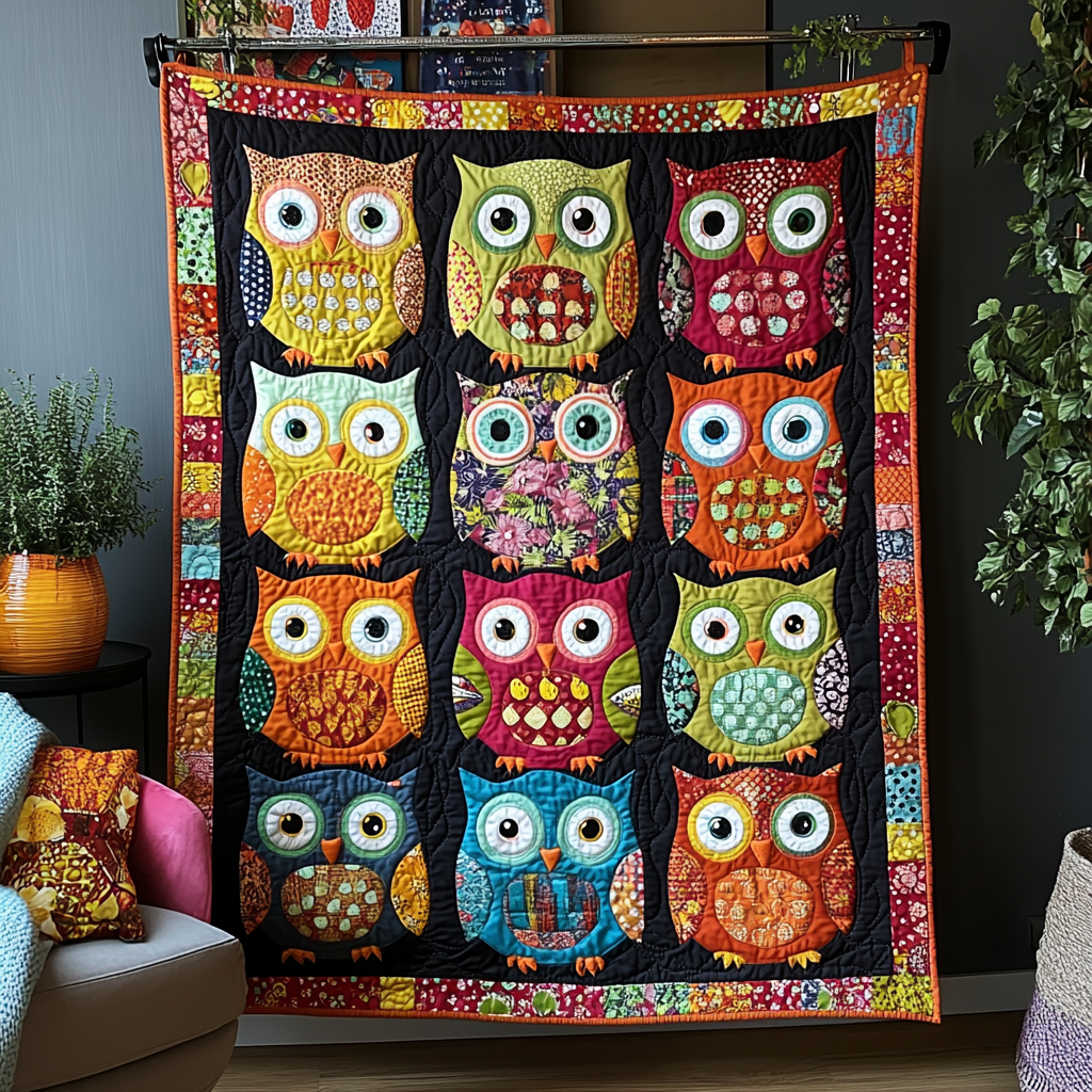 Owl Club Quilted Blanket Gift For Owl Lover