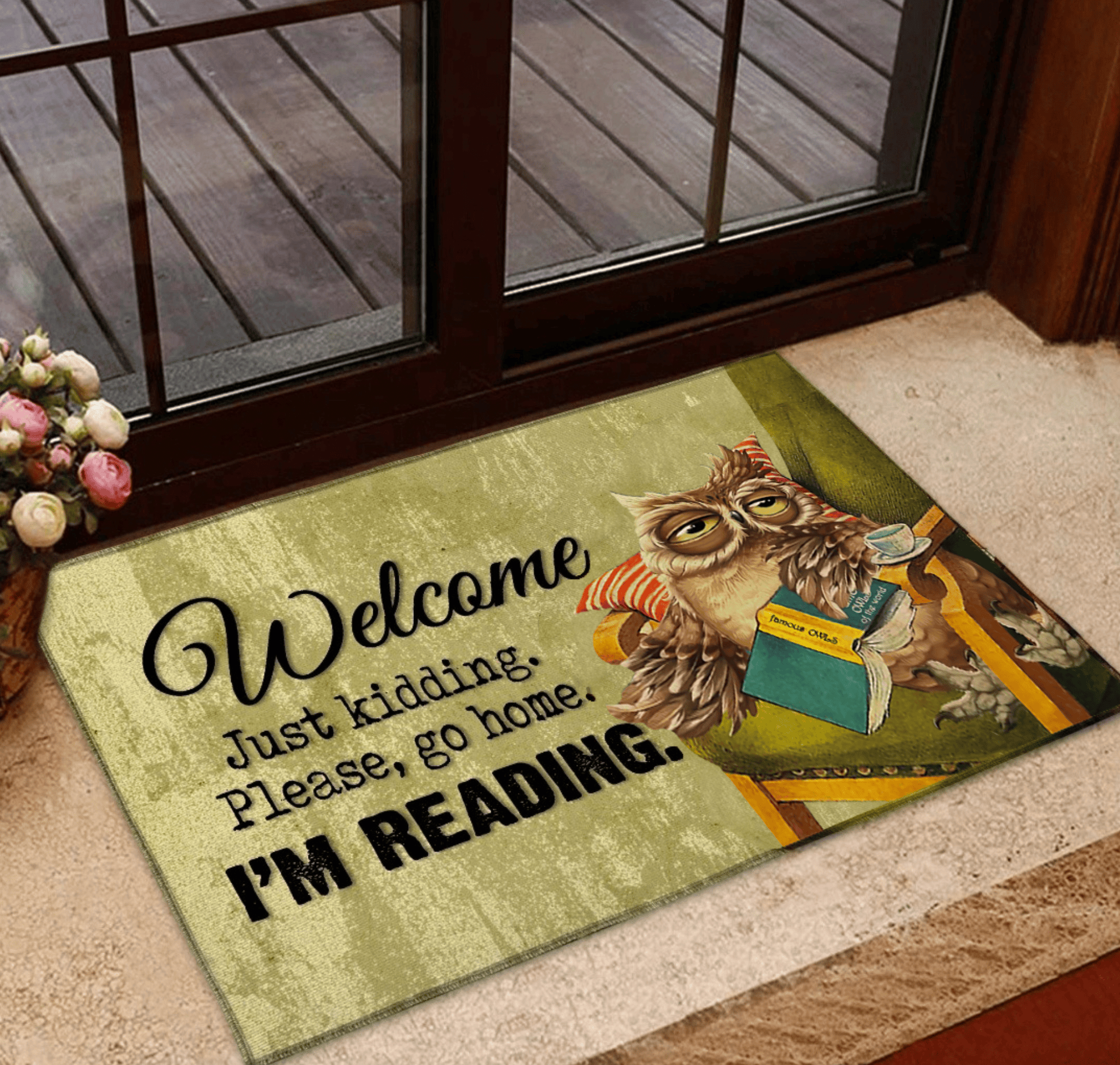 Owl Doormat Welcome Just Kidding Please Go Home I'm Reading Owl Christmas Gifts