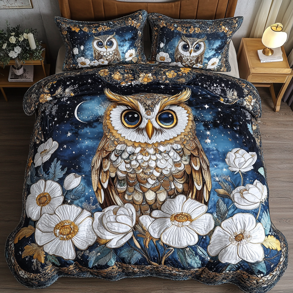 Owl Dream Quilted Bedding Set Bed Decor Owl Merchandise Items