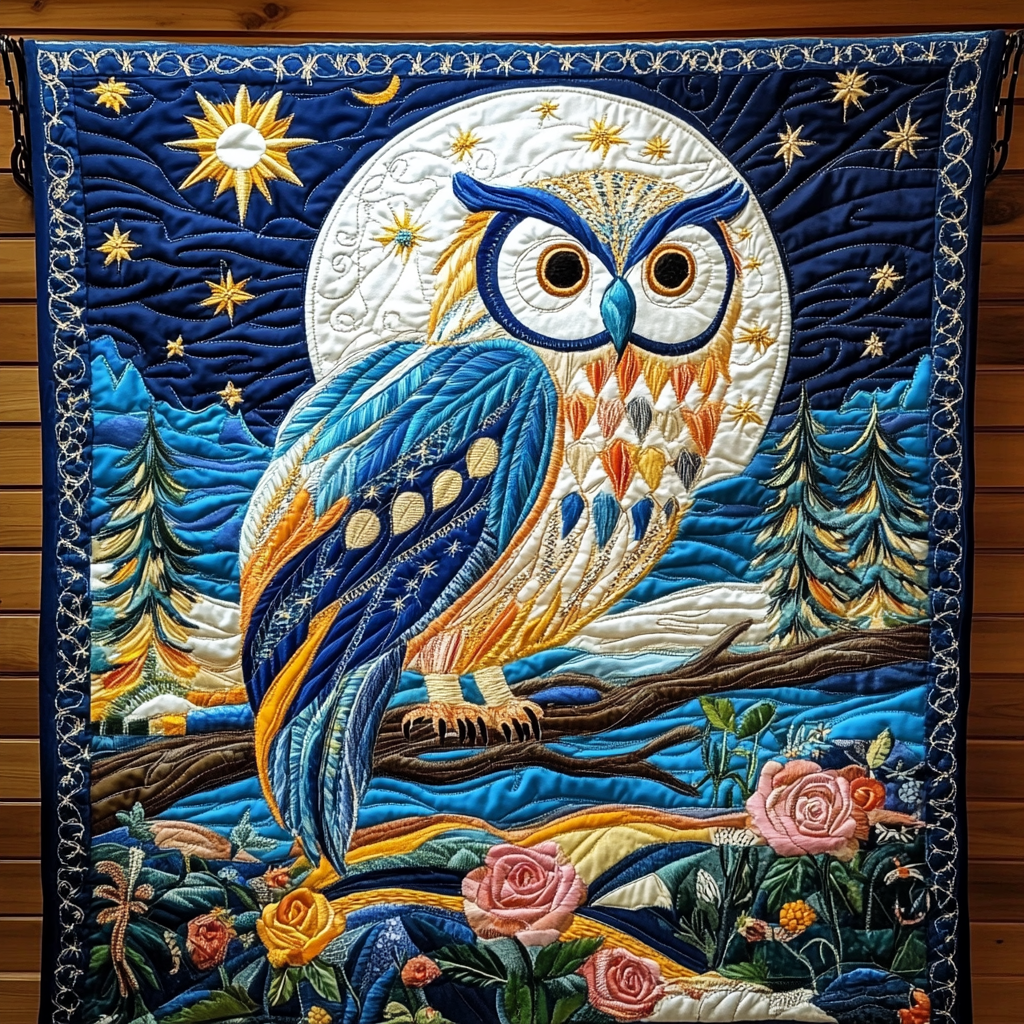 Owl Dreamscape Quilted Blanket Xmas Holiday Dragonfly Gift Items