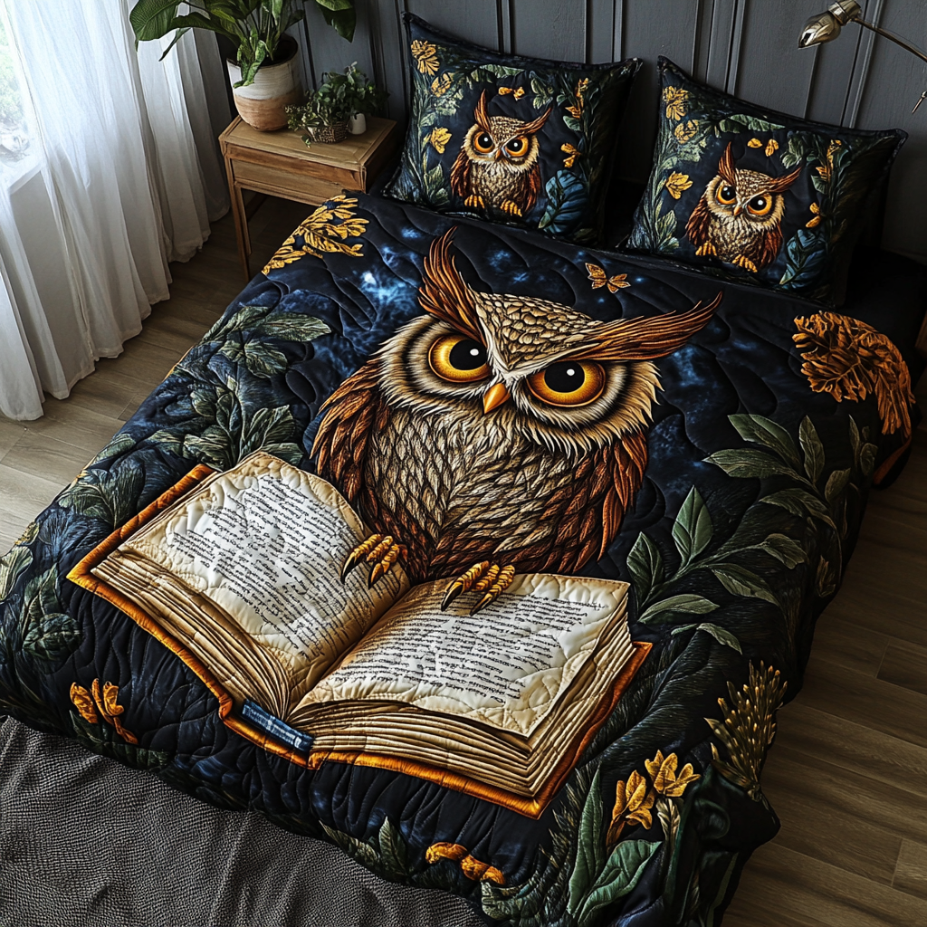 Owl Eyes Quilted Bedding Set Bedroom Decorations Owl Gifts For Woman