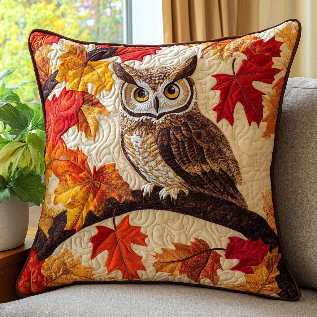 Owl Fall Charm Quilt Pillow Case Stylish Decorative Pillow Case for Living Room or Bed