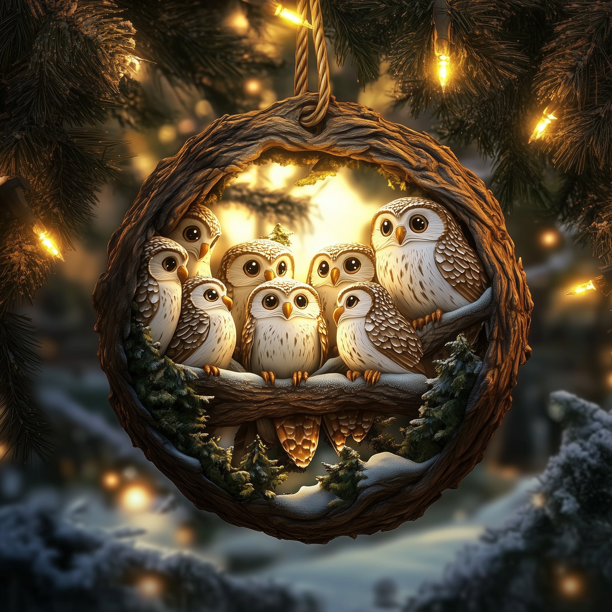 Owl Family Acrylic Ornament Christmas Ornament for Grandma