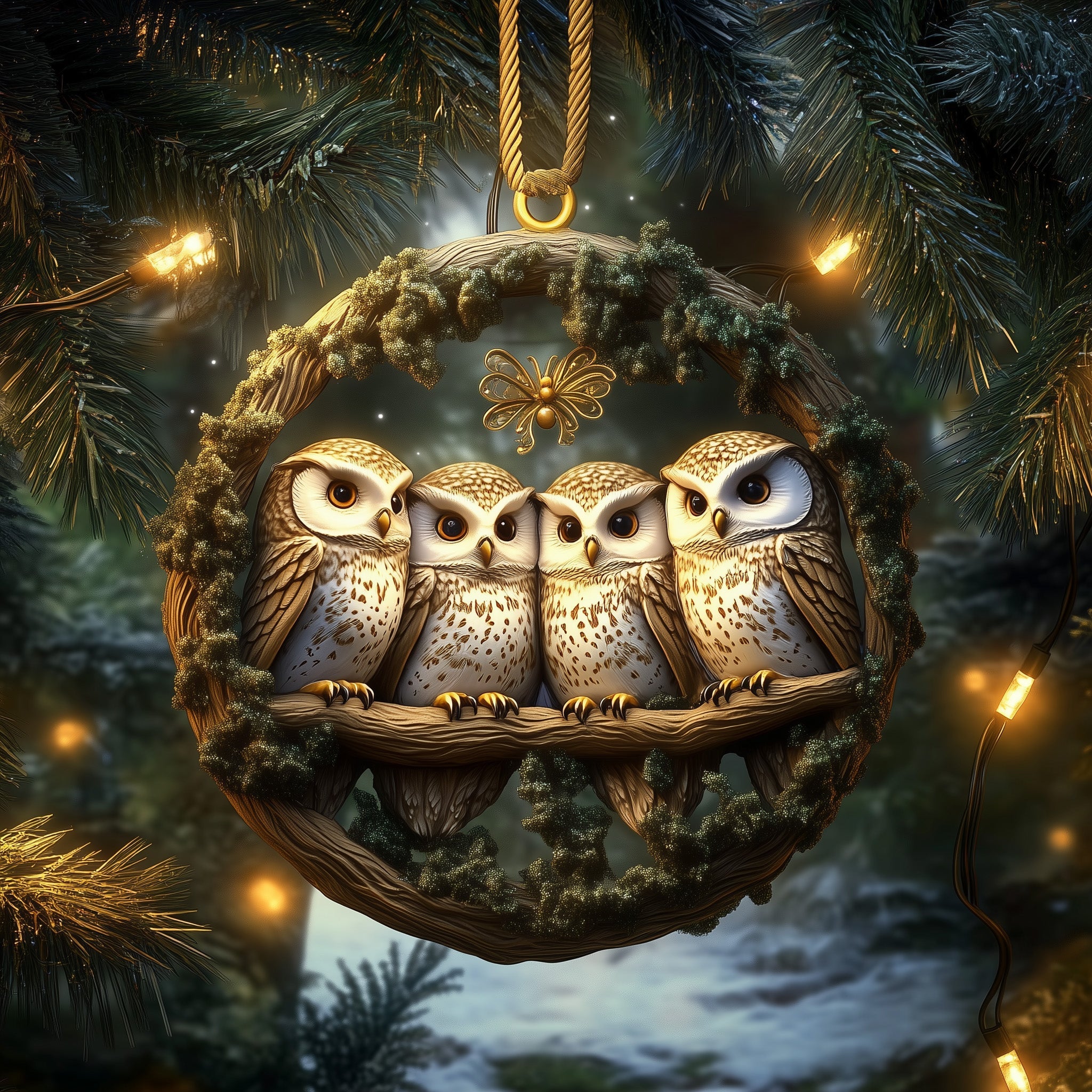 Owl Family Acrylic Ornament New Home Christmas Ornament