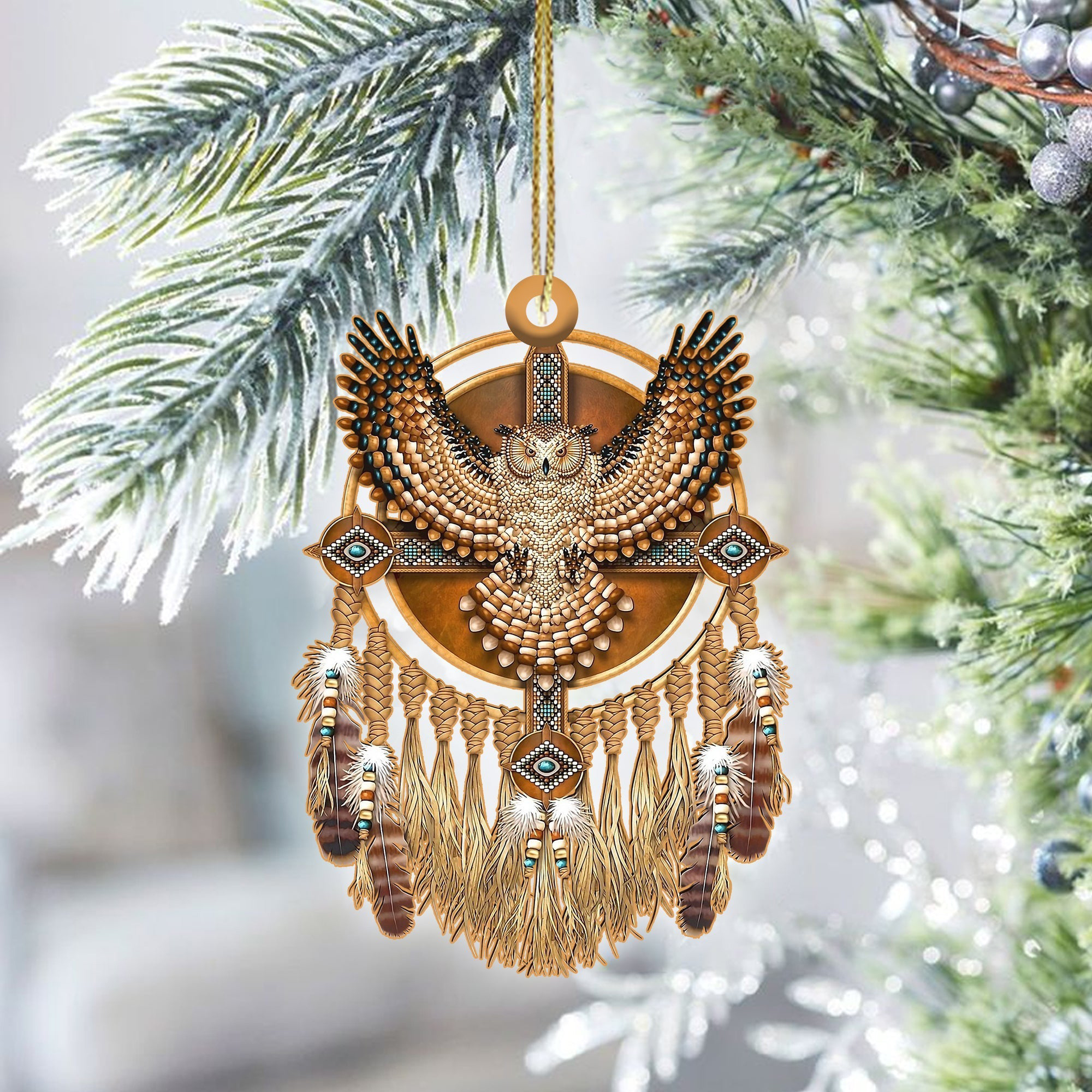 Owl Feather Native American Christmas Ornament Xmas Tree Decor Secret Santa Gifts
