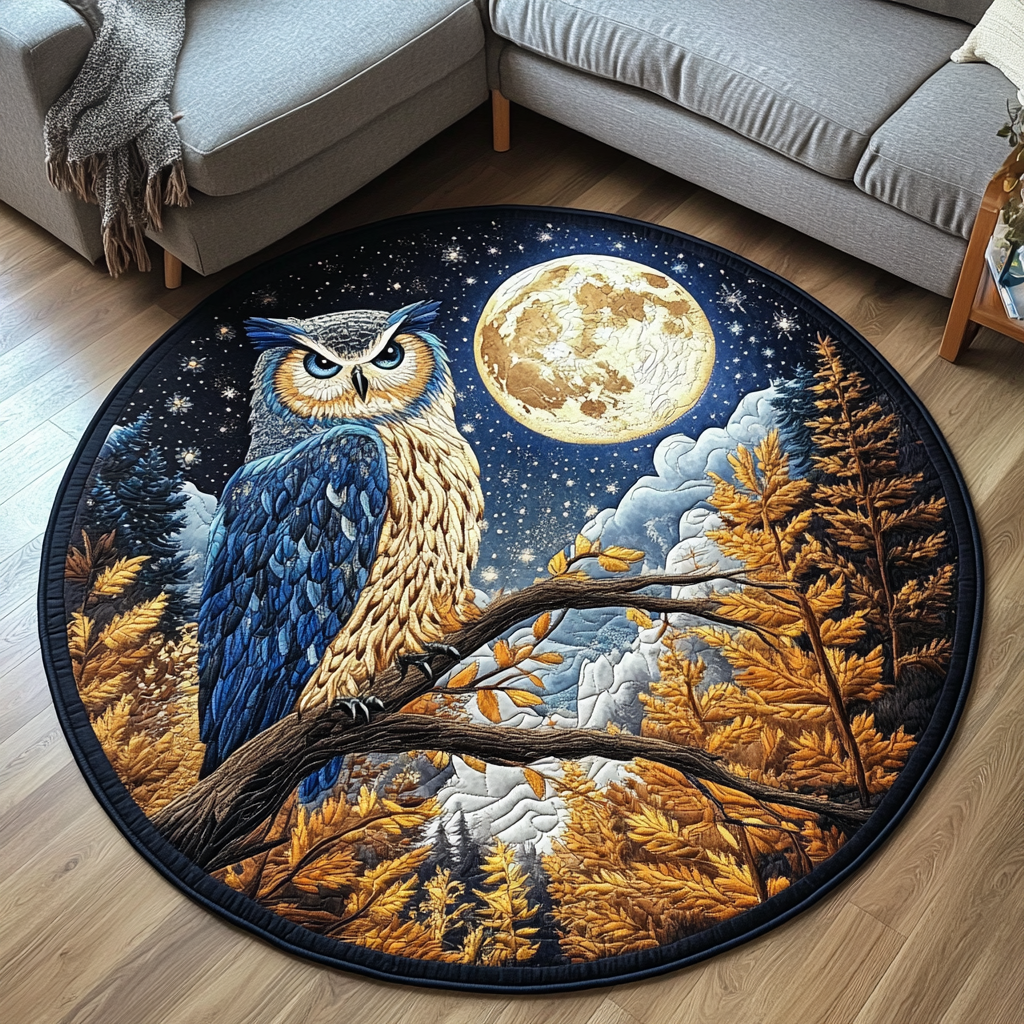 Owl Flight Quilted Round Mat Front Door Entryway Ideas Owl Presents For Ladies