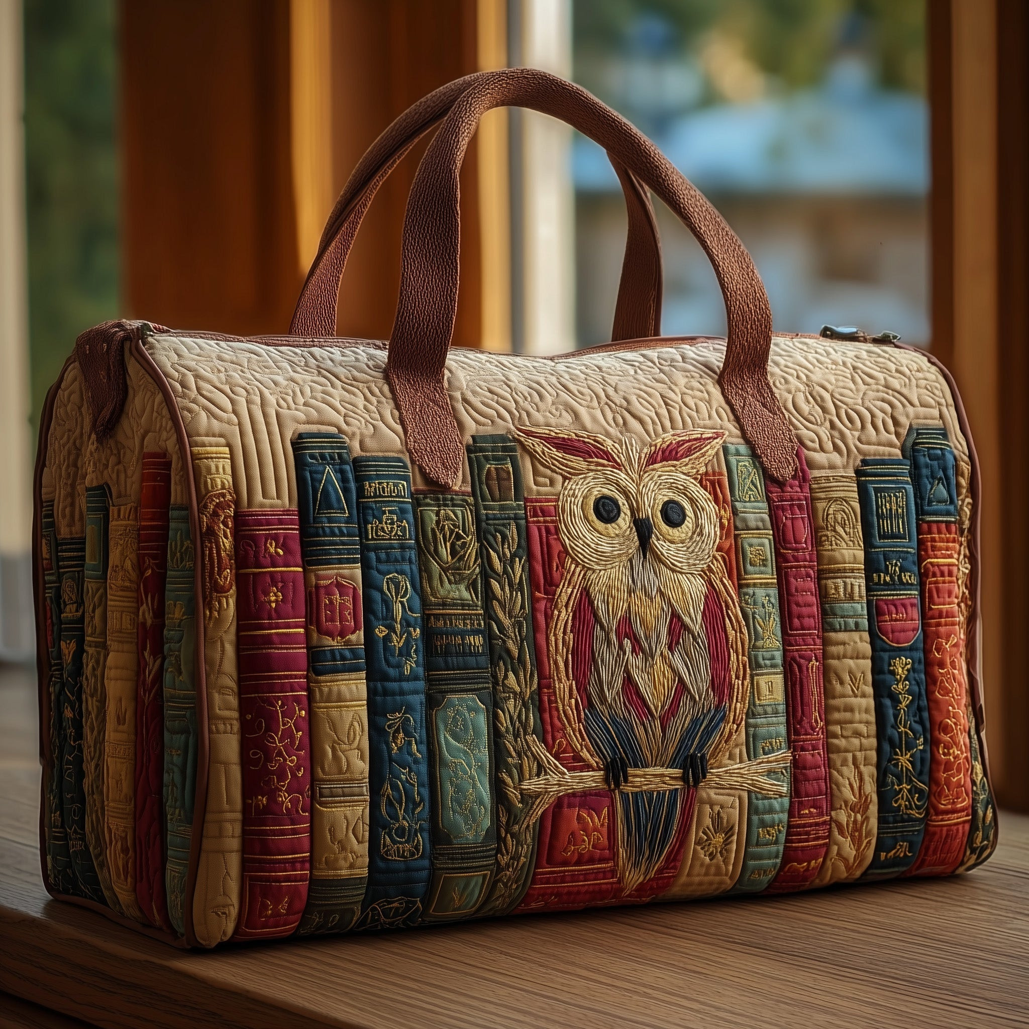 Owl Heaven Library Quilted Duffle Bag Vintage Books Reading Owl Travel Bag Best Gift For Book Lovers