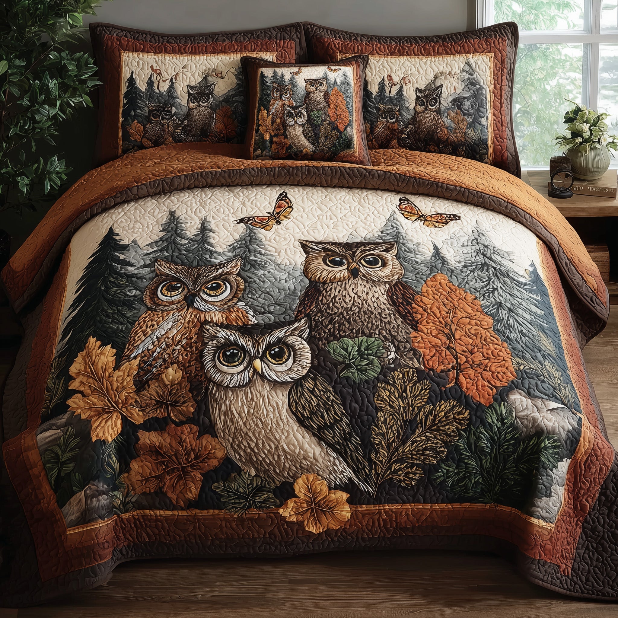 Owl Heaven Quilted Bedding Set Durable & Long-lasting