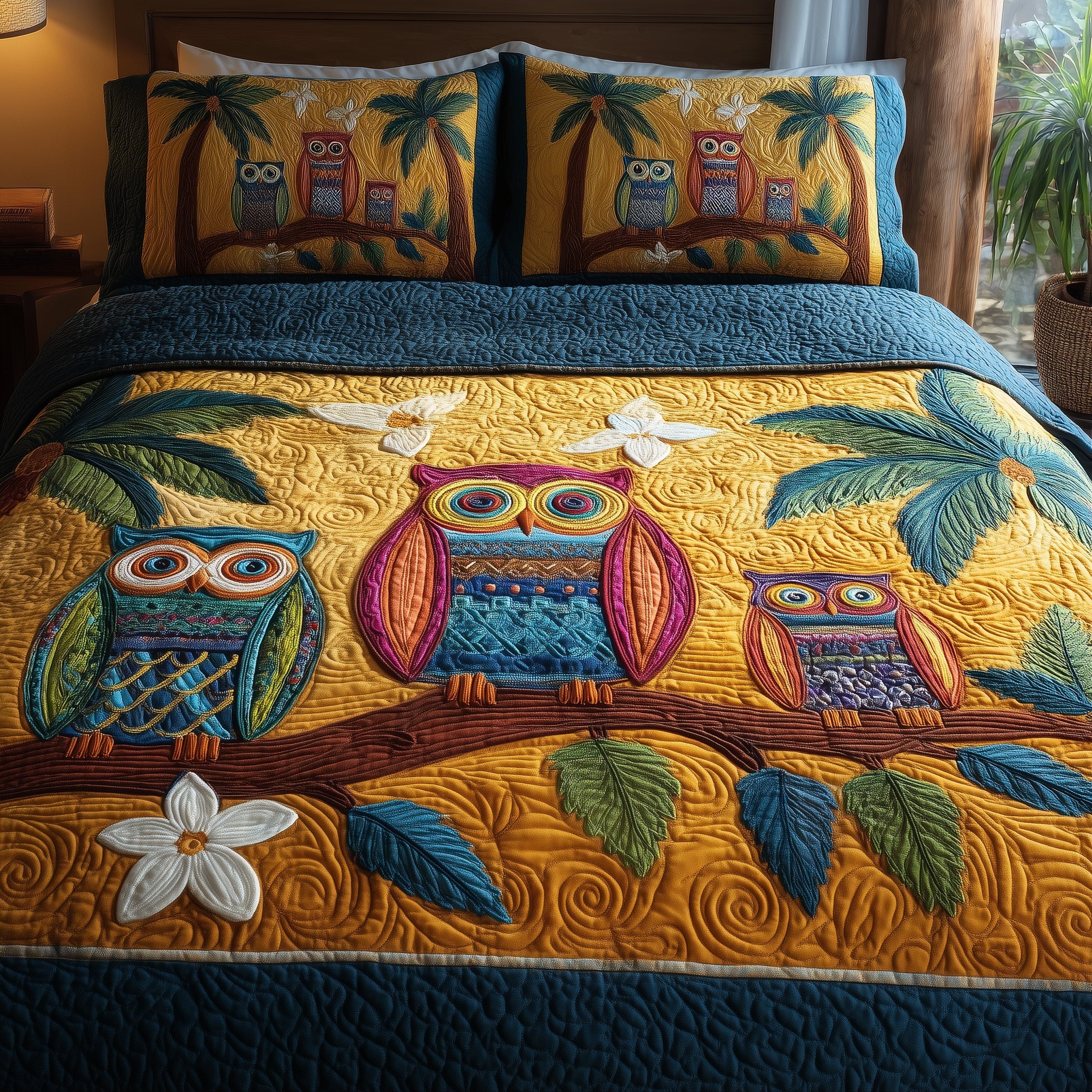 Owl Heaven Quilted Bedding Set Duvet Cover Bedspread Cute Owl Themed Gifts