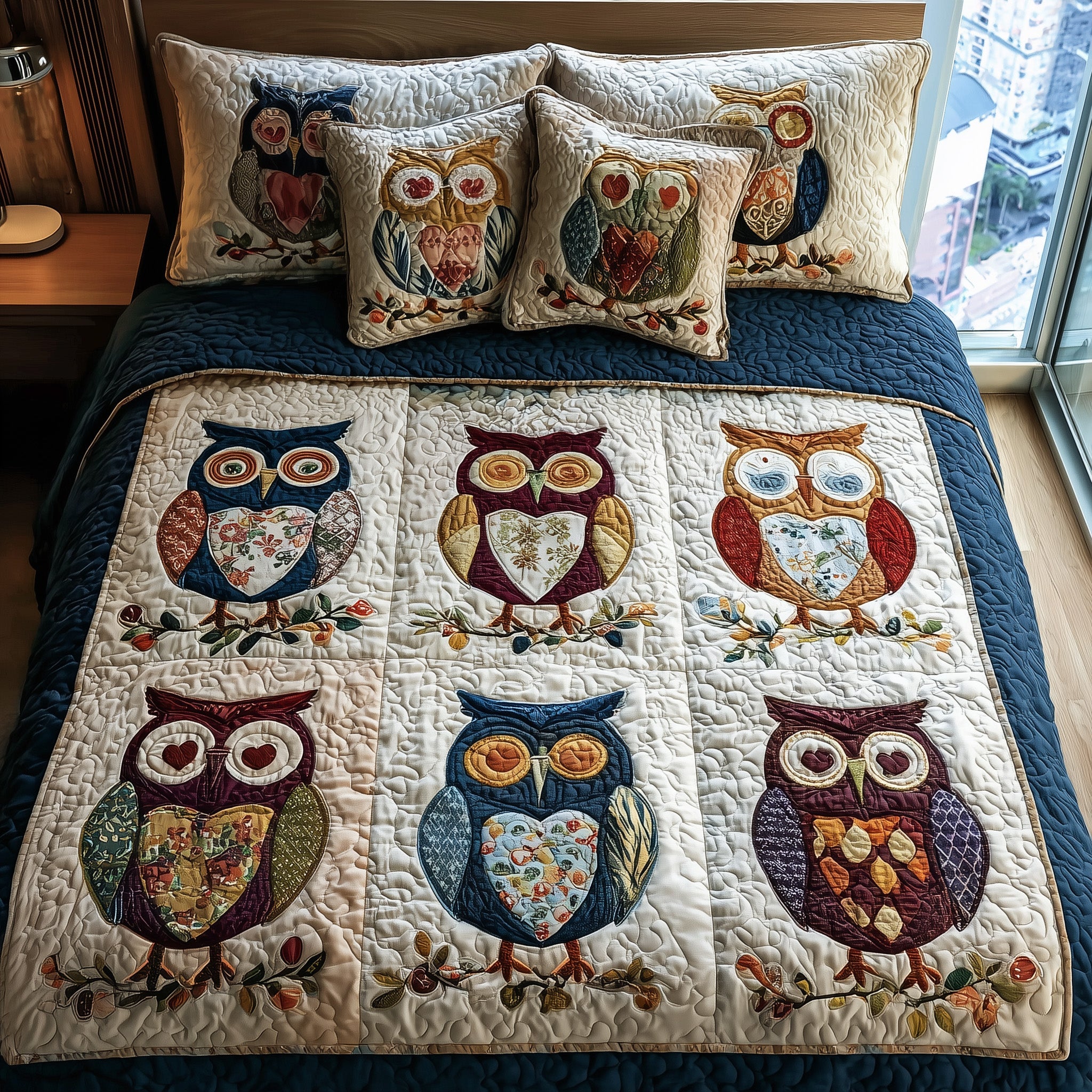 Owl Heaven Quilted Bedding Set Duvet Cover Bedspread Unique Owl Gift Items
