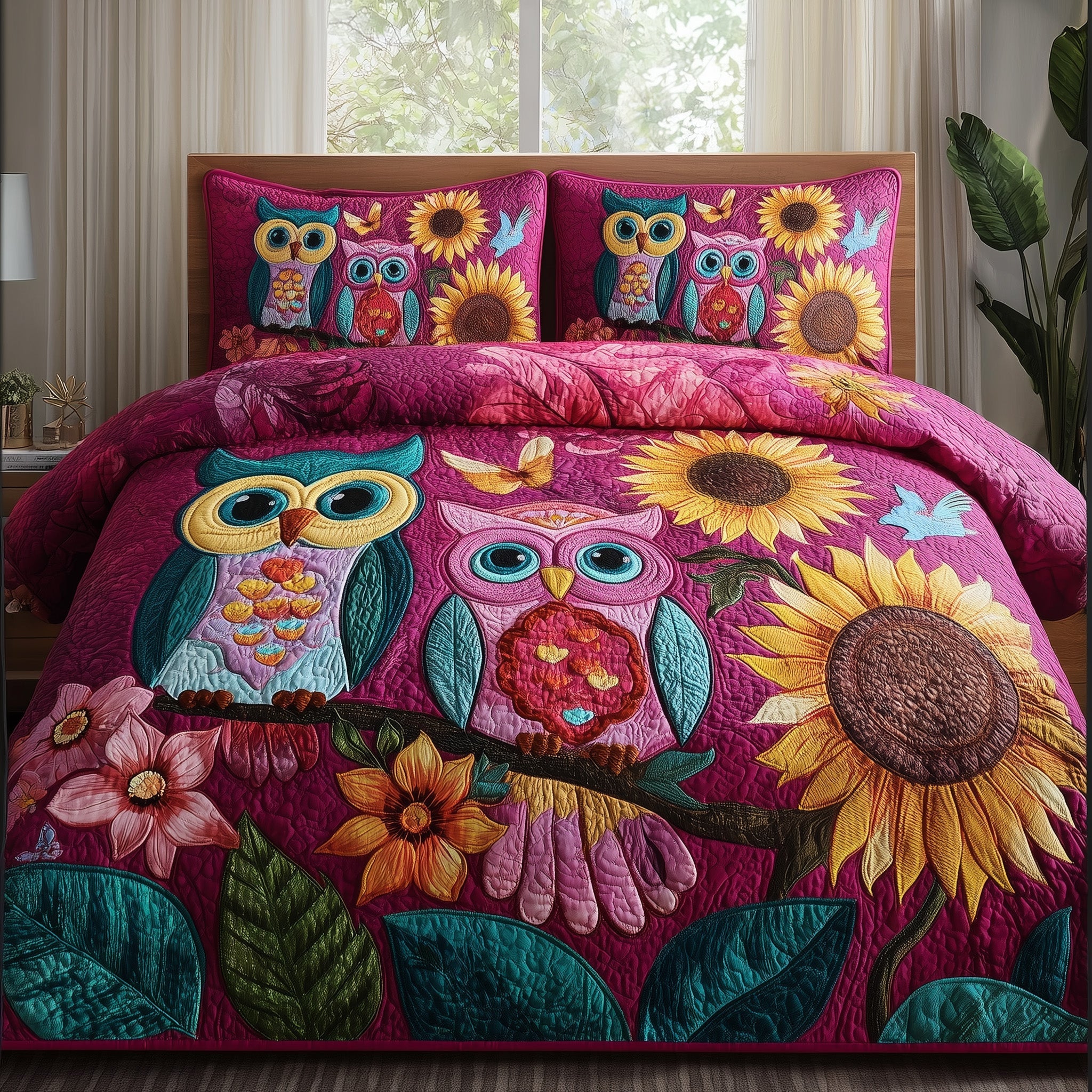 Owl Heaven Quilted Bedding Set Modern Design
