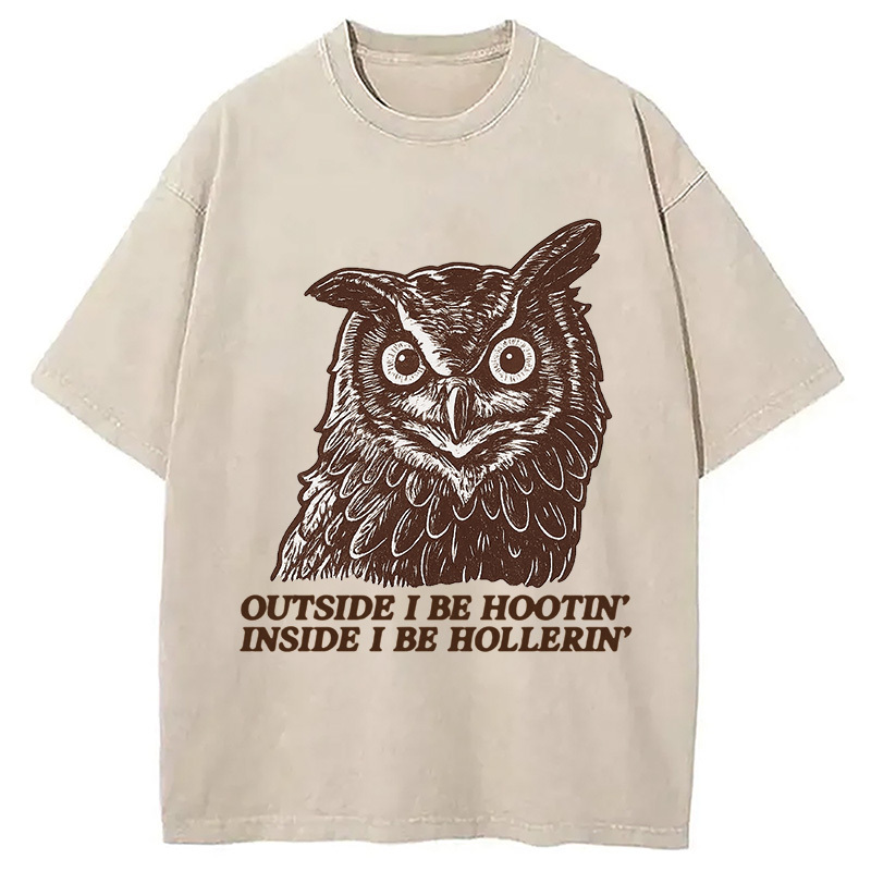 Owl Hootin Hollerin Washed T-Shirt Classic Graphic Fashion Tee Gifts For Her Owl Hootin Hollerin Washed T-Shirt Classic Graphic Fashion Tee Gifts For Her